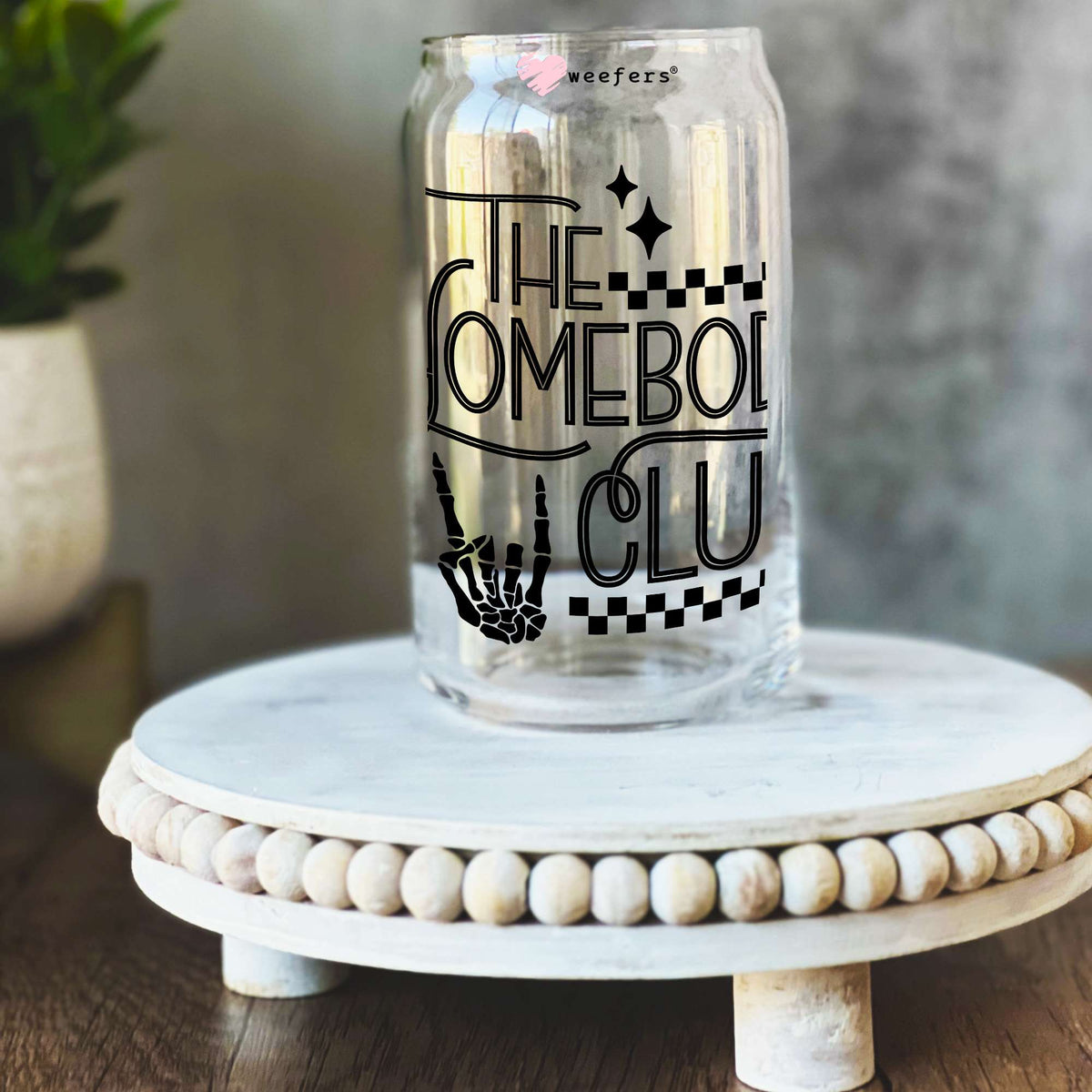 The Homebody Club Black 16oz Libbey Glass Can UV DTF or Sublimation Wrap Decal Transfer Weefers