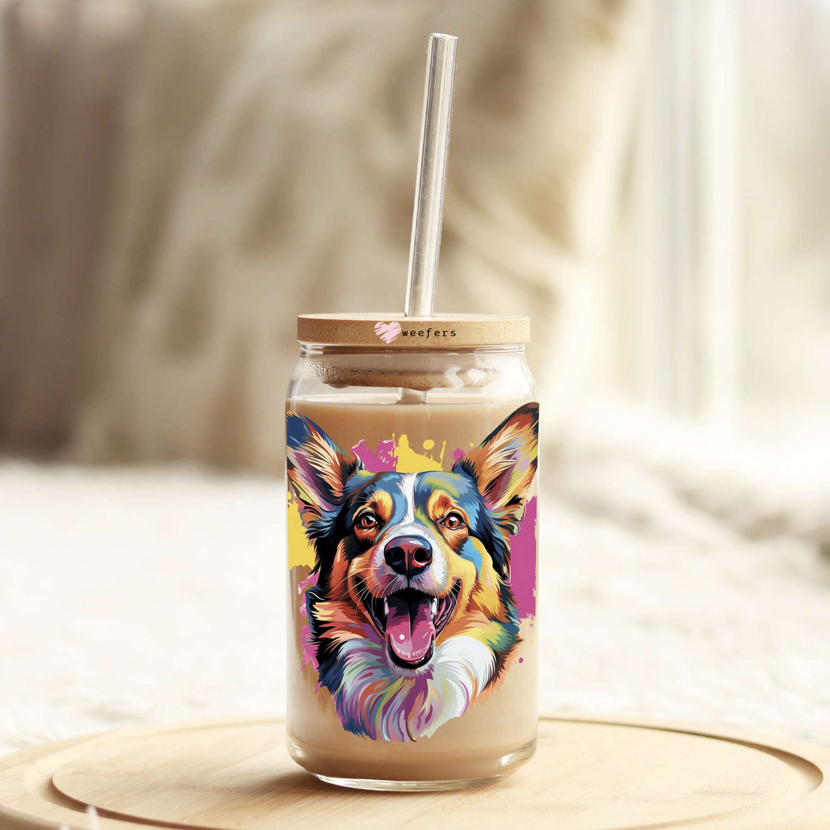 Cardigan Welsh Colorful Watercolor 16oz Libbey Glass Can UV DTF or Sublimation Wrap - Decal Weefers
