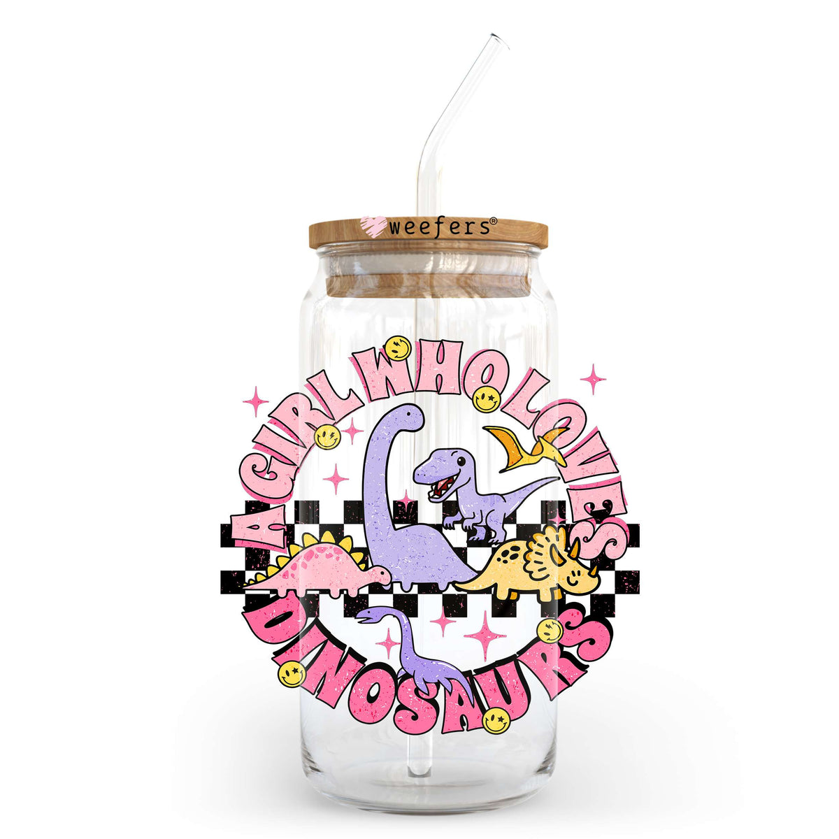 Just a Girl Who Loves Dinosaurs 20oz Libbey Glass Can UV DTF or Sublimation Wrap - Decal Transfer Weefers