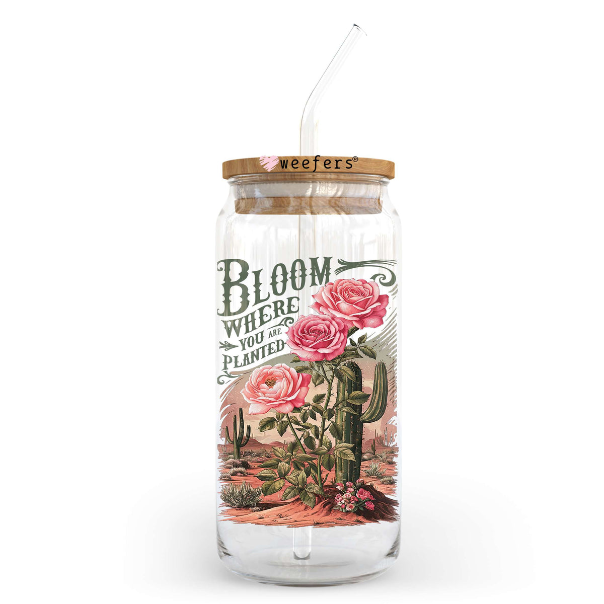 Bloom Where You Are Planted 20oz Libbey Glass Can, 34oz Hip Sip, 40oz Tumbler, 24oz Cold Cup UV DTF or Sublimation Decal Transfer Weefers