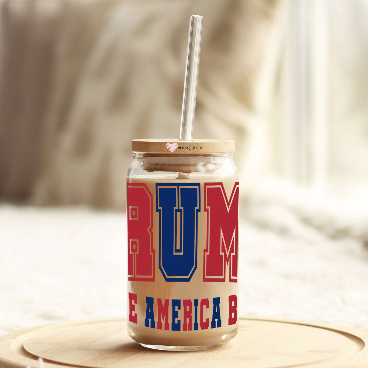 Trump Take America Back 16oz Libbey Glass Can UV DTF or Sublimation Wrap - Decal Transfer Weefers