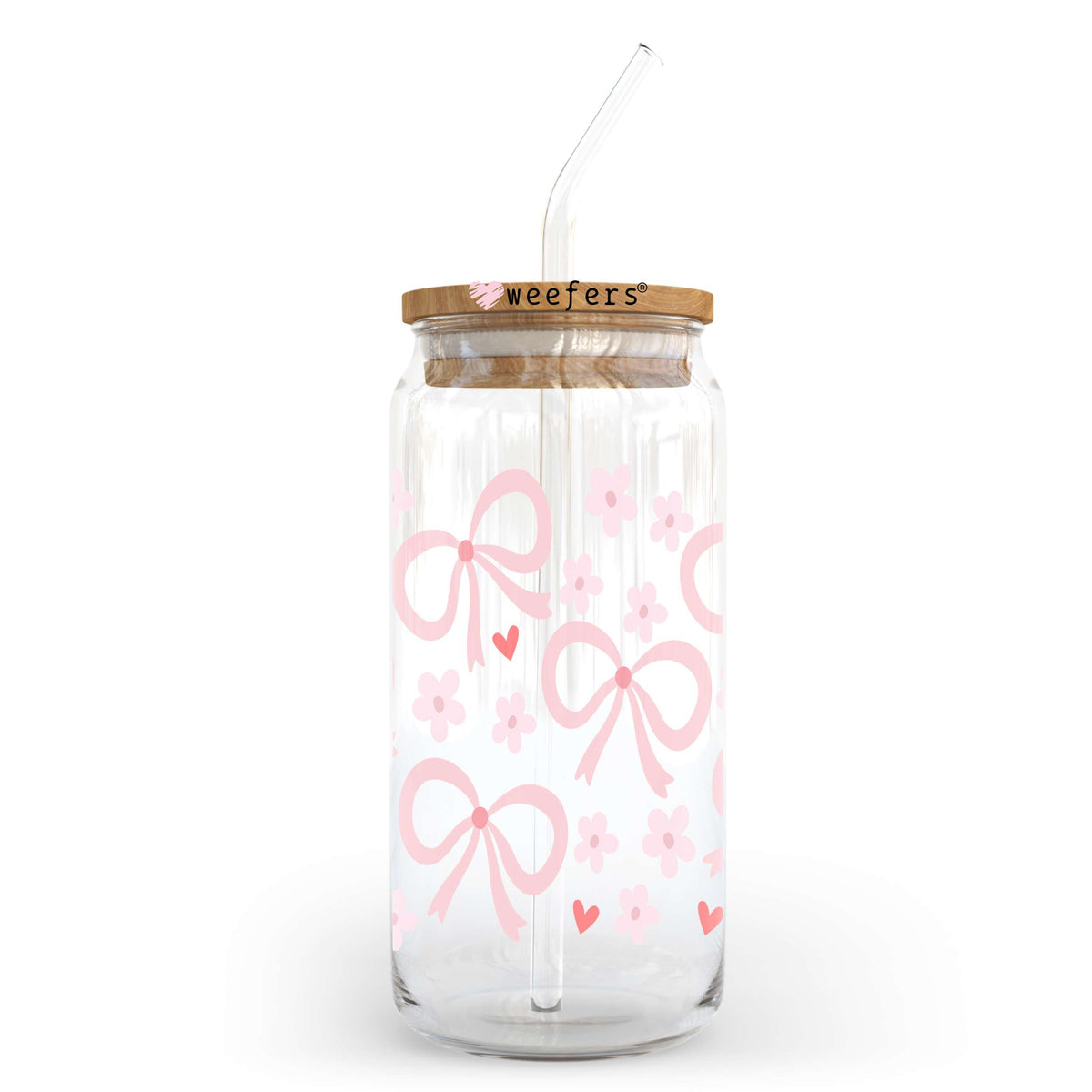 Pink Bows 20oz Libbey Glass Can, 34oz Hip Sip, 40oz Tumbler, 24oz Cold Cup UV DTF or Sublimation Decal Transfer Weefers