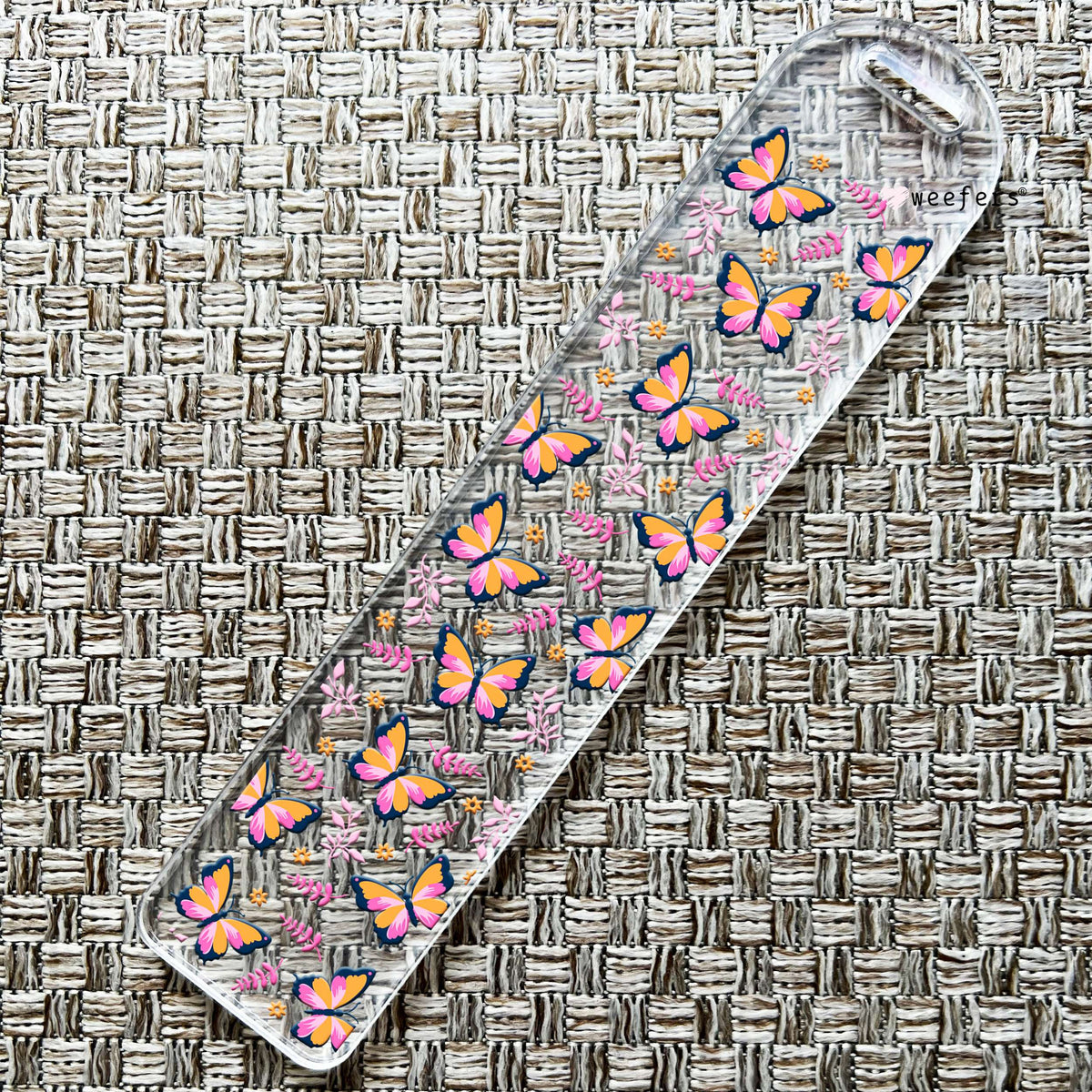 Pink and Orange Butterflies Bookmark UV DTF Decal Weefers