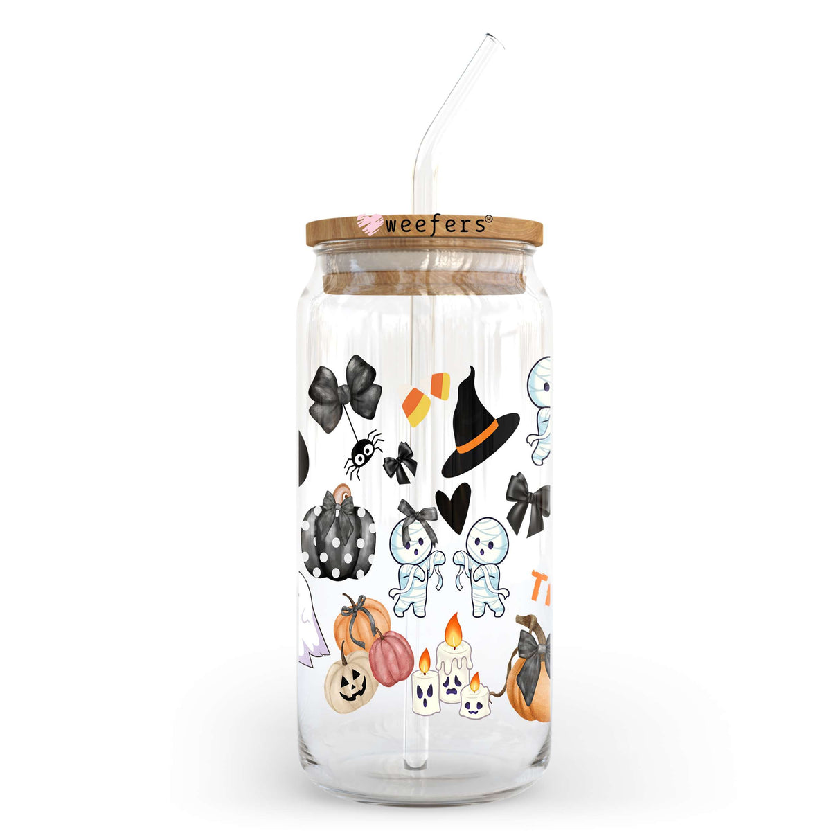 Trick Or Treat Halloween 20oz Libbey Glass Can, 34oz Hip Sip, 40oz Tumbler, 24oz Cold Cup UV DTF or Sublimation Decal Transfer Weefers