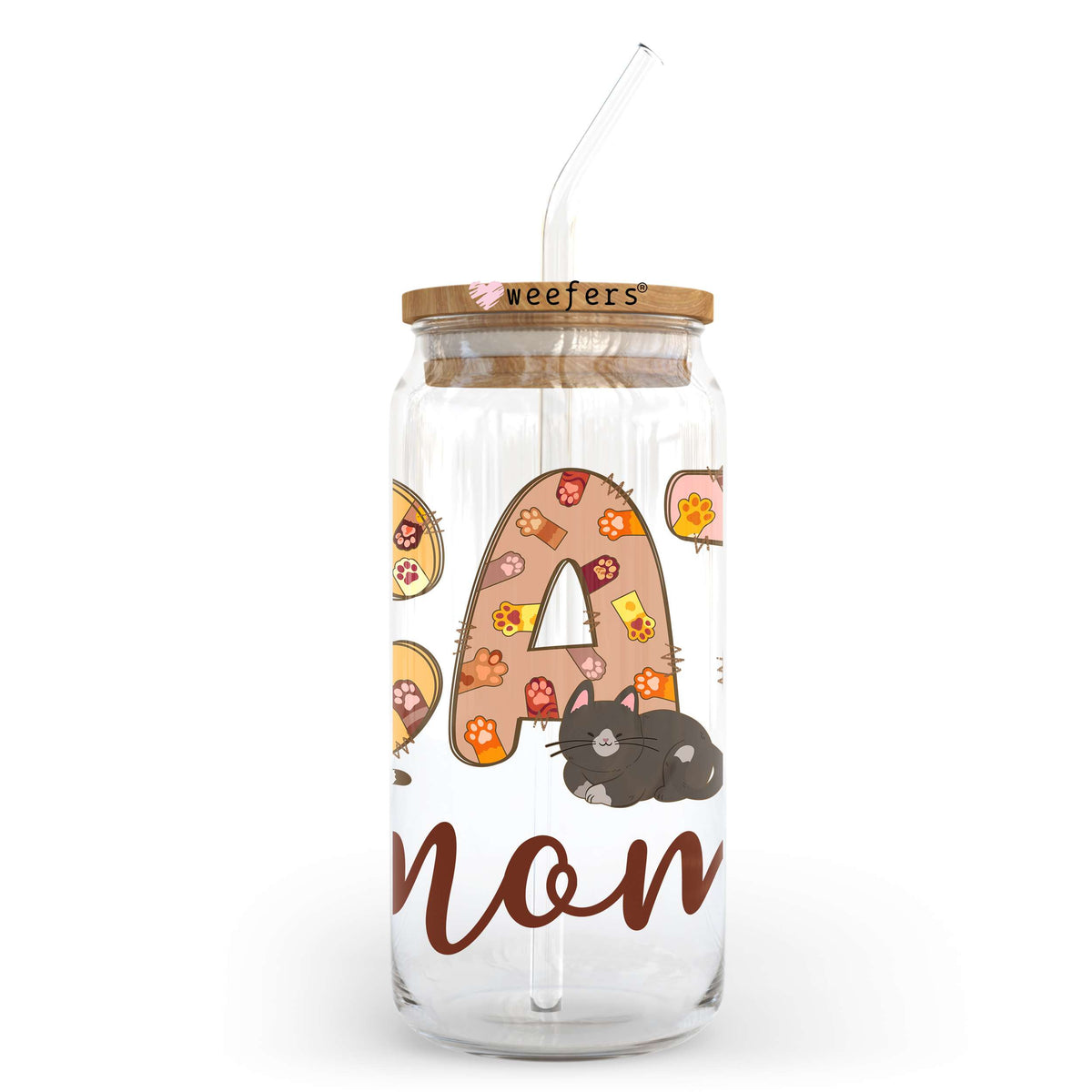 Cat Mom 20oz Libbey Glass Can, 34oz Hip Sip UV DTF or Sublimation Decal Transfer Weefers