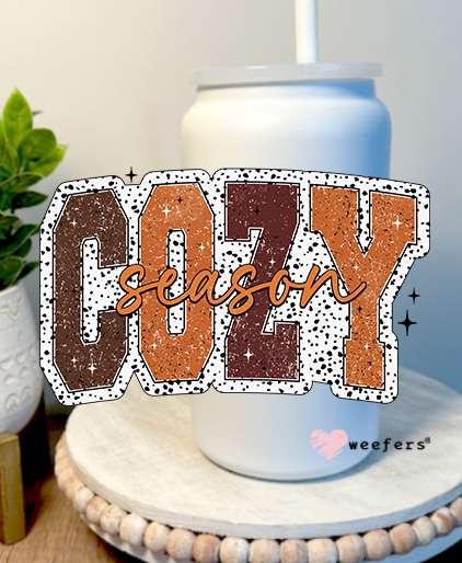 Cozy Season 16oz Libbey Glass Can UV DTF Decal Transfer Weefers