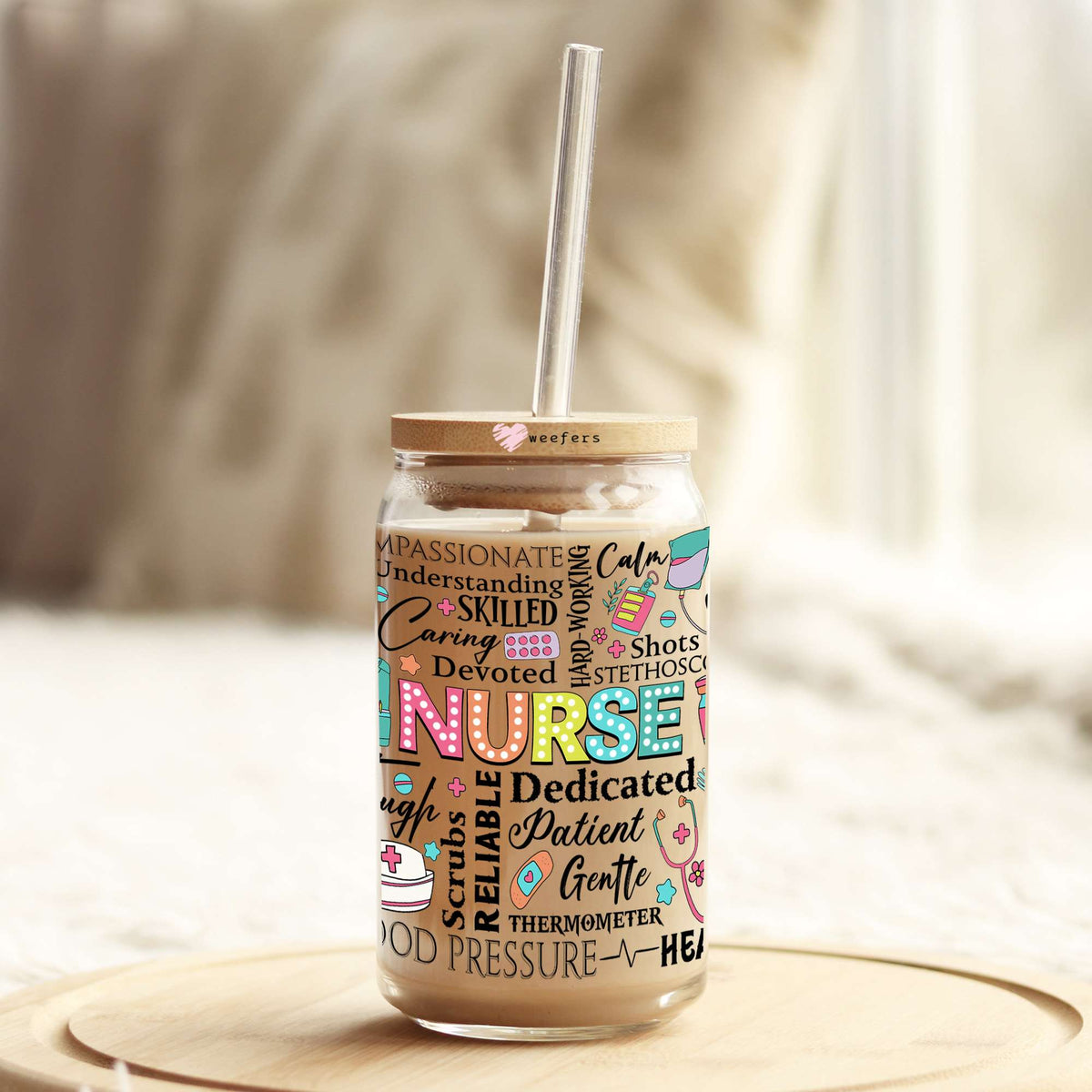 Nurse Attributes 16oz Libbey Glass Can UV DTF or Sublimation Wrap - Decal Transfer Weefers