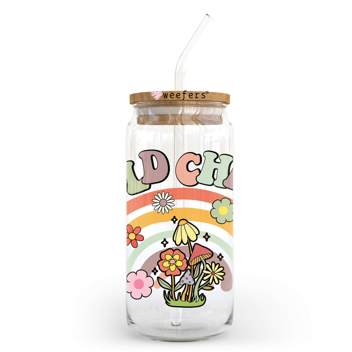 Wild Child Rainbow 20oz Libbey Glass Can UV DTF or Sublimation Wrap - Decal Weefers