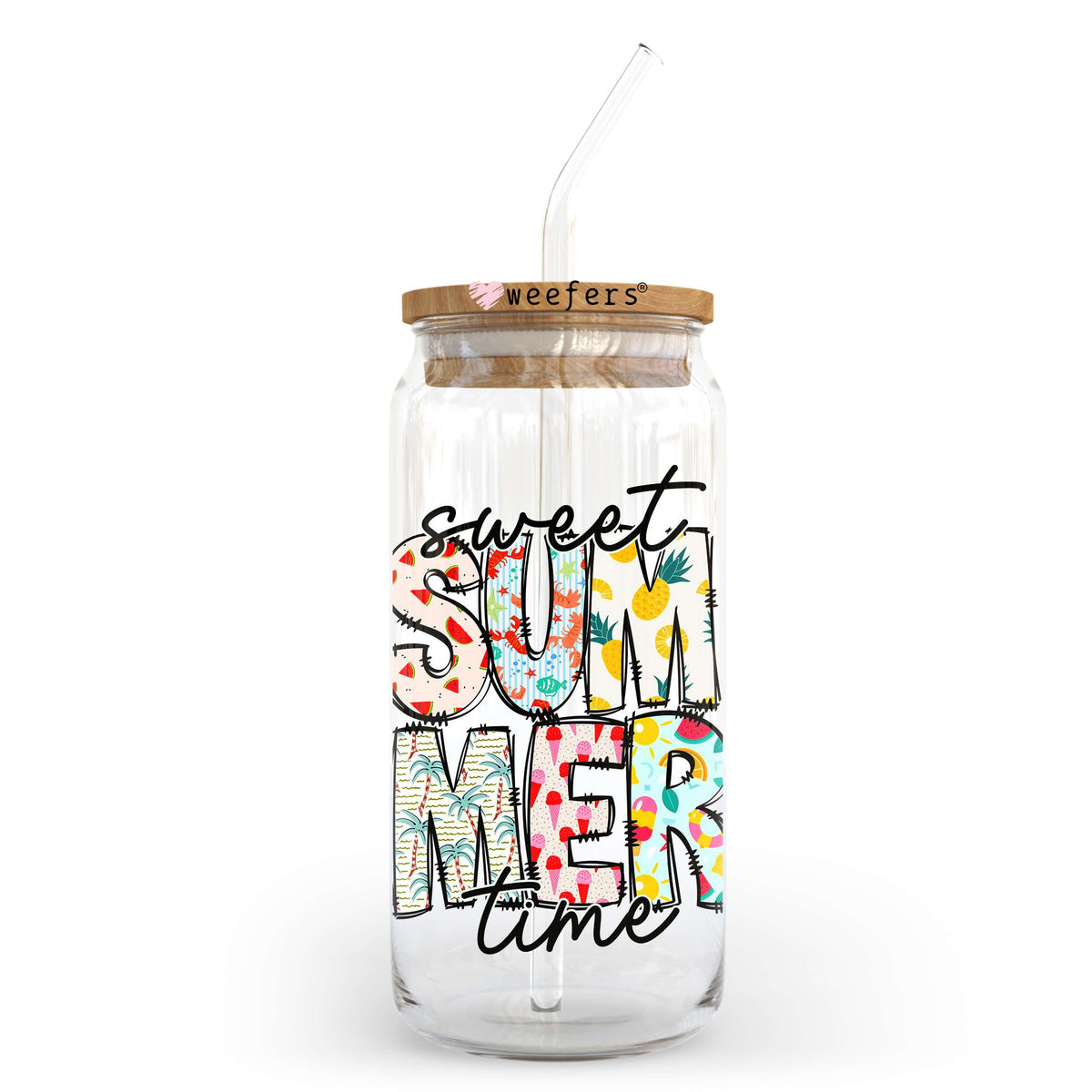 Sweet Summertime Tropical 20oz Libbey Glass Can UV DTF or Sublimation Decal Transfer Weefers