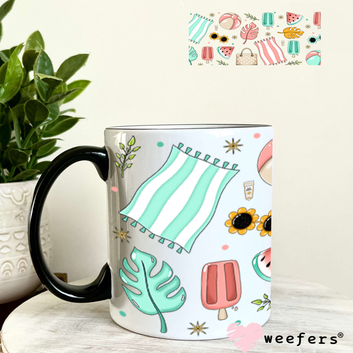 Beach Days Summer Vibes UV DTF Cup Wrap - Weefers Exclusive Wrap 11oz Coffee Mug Weefers