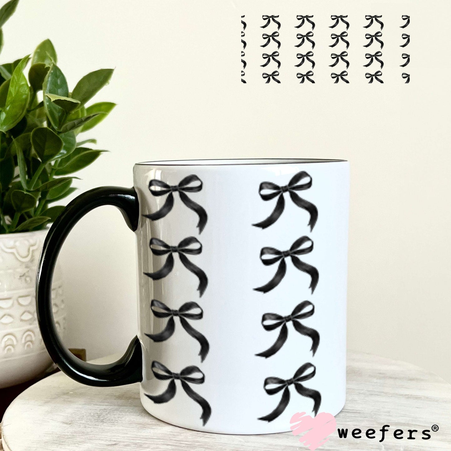 Dainty Black Bows Elements UV DTF Cup Wrap - Weefers Exclusive Wrap Weefers
