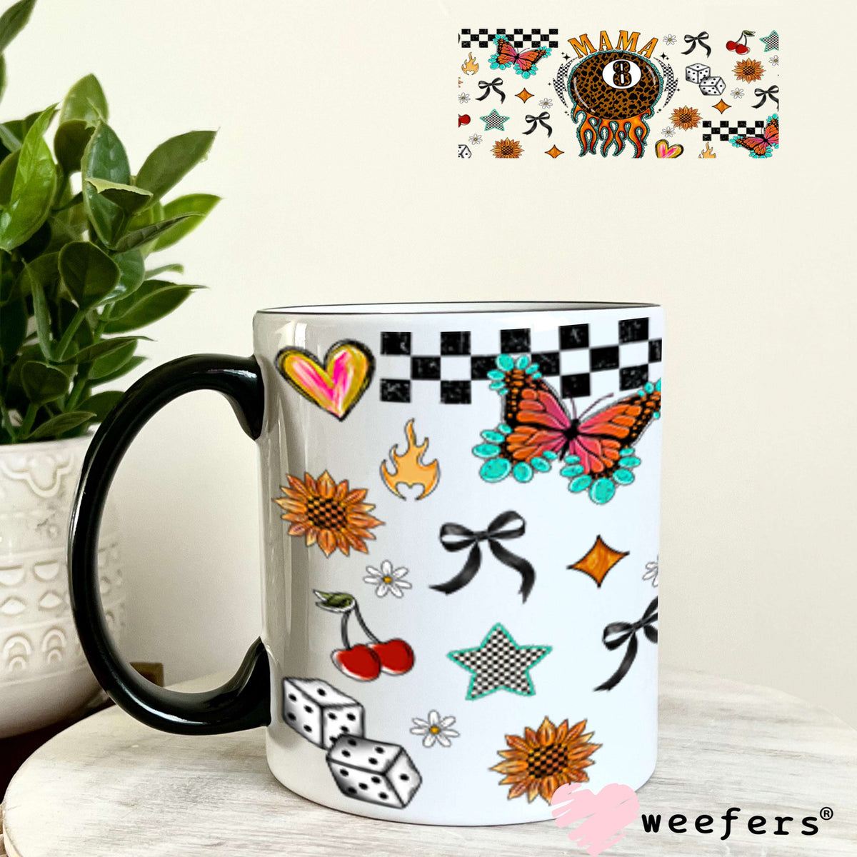 Mama Leopard Eightball UV DTF Cup Wrap - Weefers Exclusive Wrap 11oz Coffee Mug Cup Wrap Weefers