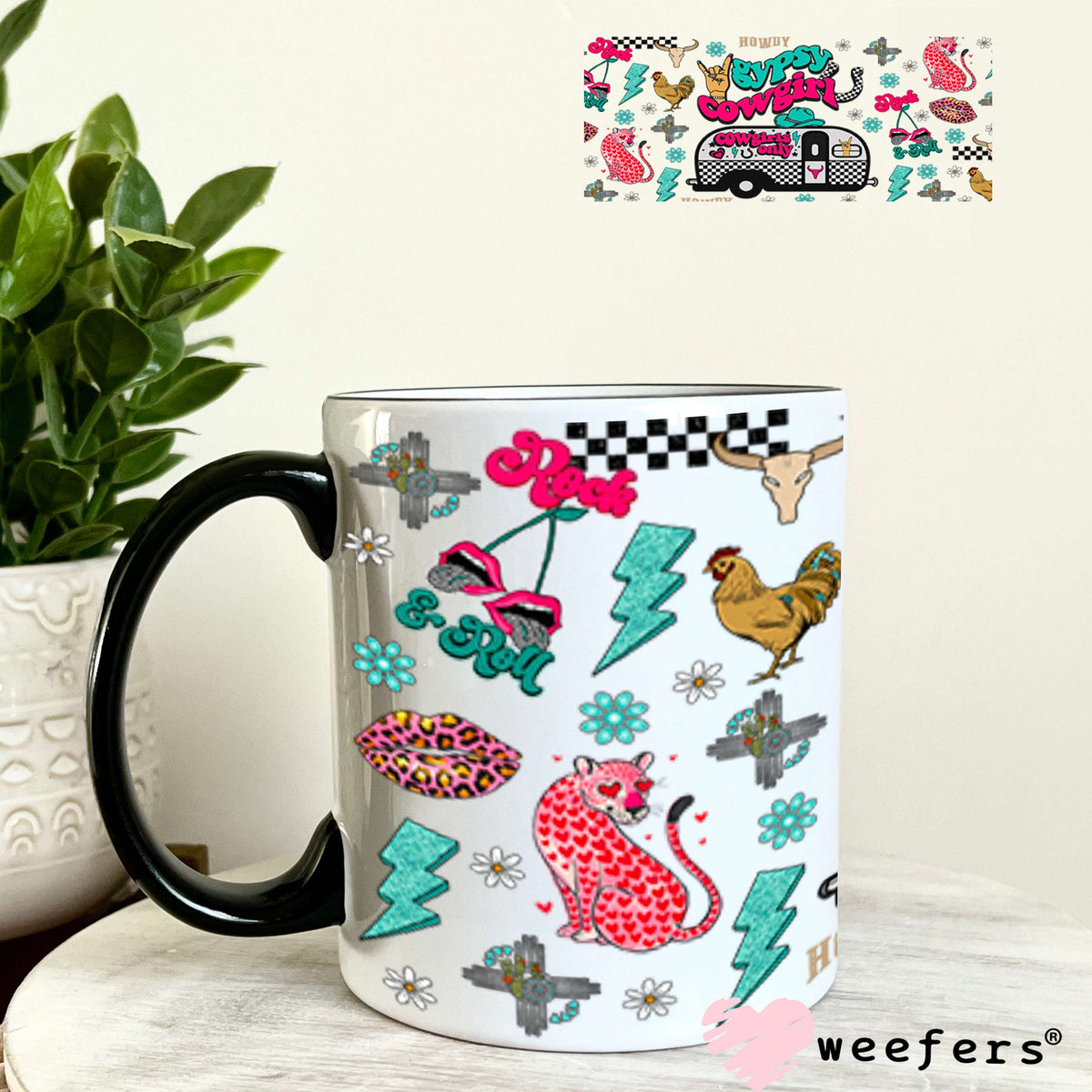 Gypsy Cowgirl UV DTF Cup Wrap - Weefers Exclusive Wrap 11oz Coffee Mug Cup Wrap Weefers
