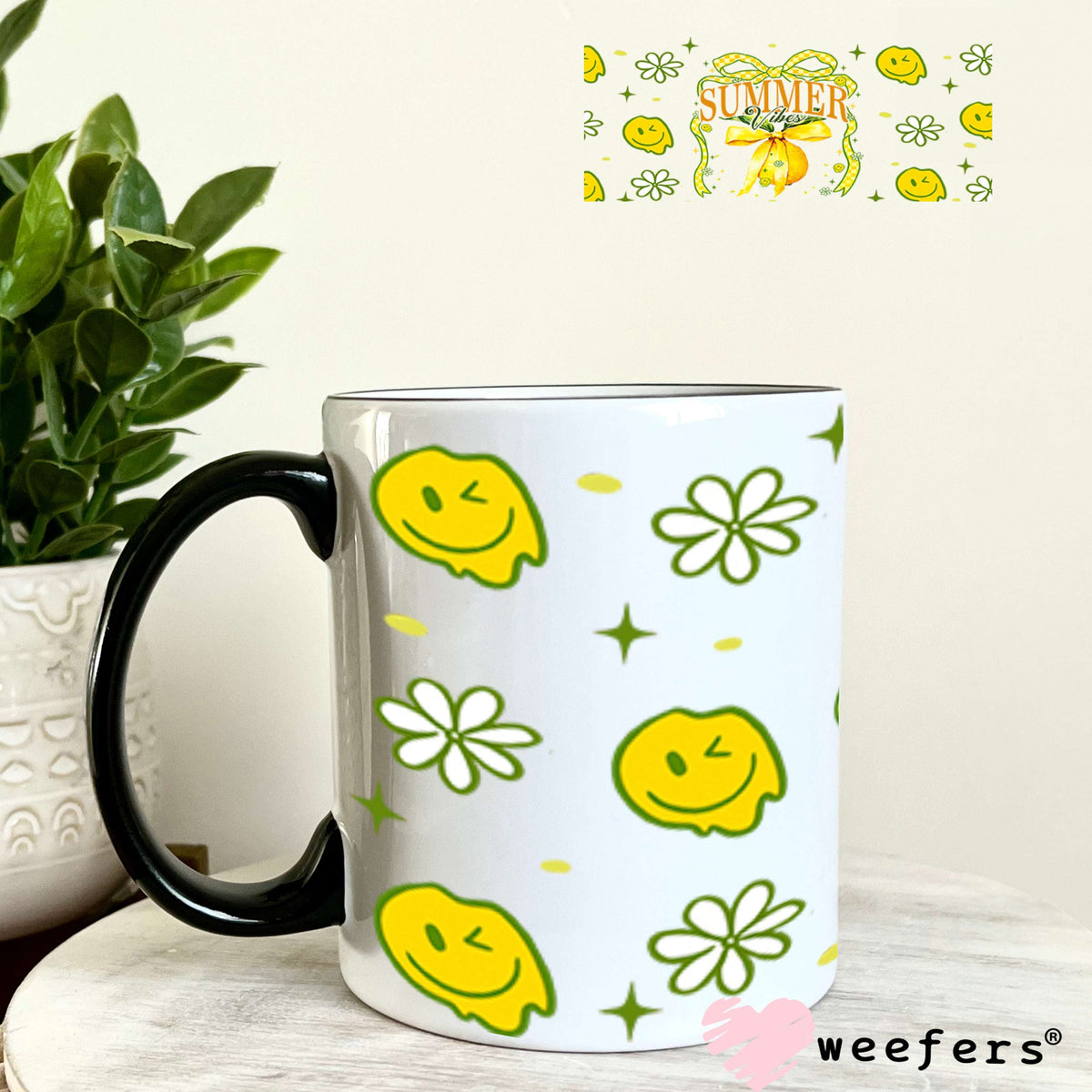 Summer Vibes Lemons UV DTF Cup Wrap - Weefers Exclusive Wrap 11oz Coffee Mug Cup Wrap Weefers