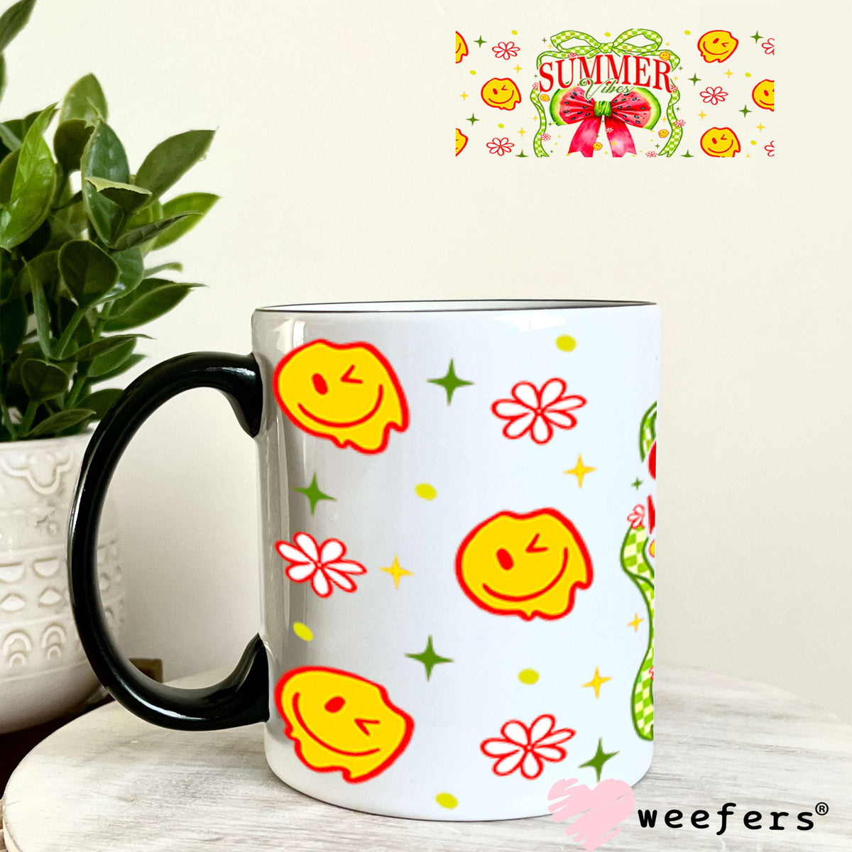 Summer Vibes Watermelon UV DTF Cup Wrap - Weefers Exclusive Wrap 11oz Coffee Mug Cup Wrap Weefers