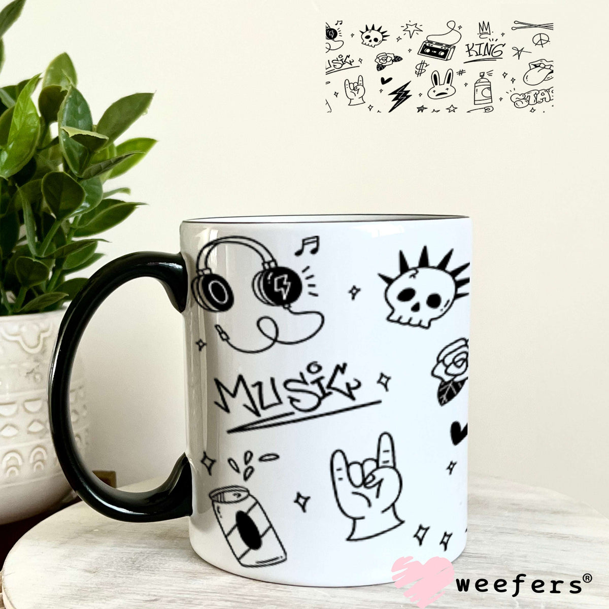 Retro Graffiti UV DTF Cup Wrap - Weefers Exclusive Wrap 11oz Coffee Mug Cup Wrap Weefers