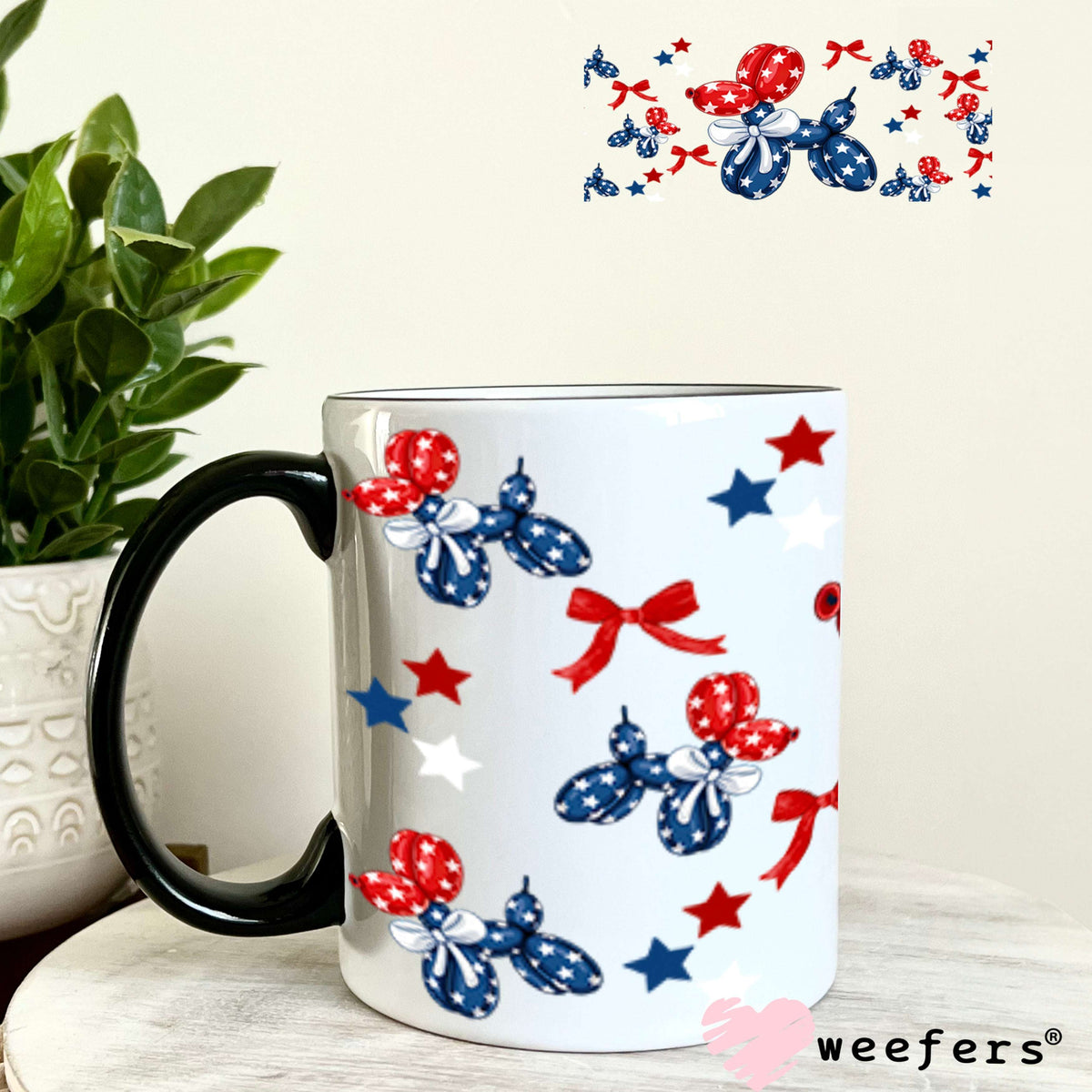 USA Patriot Balloon Dog UV DTF Cup Wrap - Weefers Exclusive Wrap 11oz Coffee Mug Cup Wrap Weefers