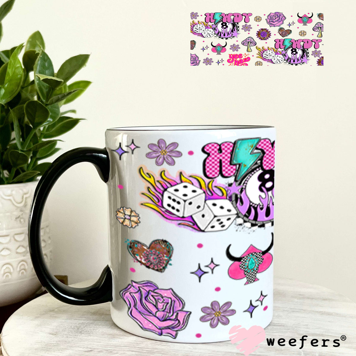 Howdy Purple Eightball UV DTF Cup Wrap - Weefers Exclusive Wrap 11oz Coffee Mug Cup Wrap Weefers