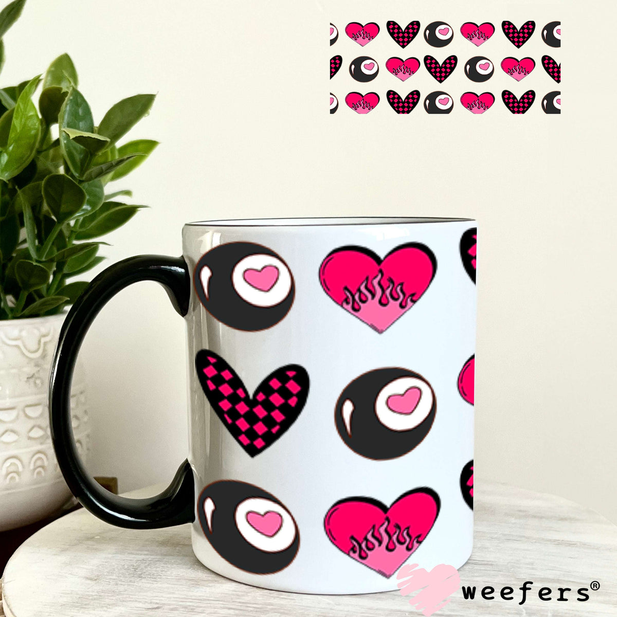 Fire Heart UV DTF Cup Wrap - Weefers Exclusive Wrap 11oz Coffee Mug Cup Wrap Weefers