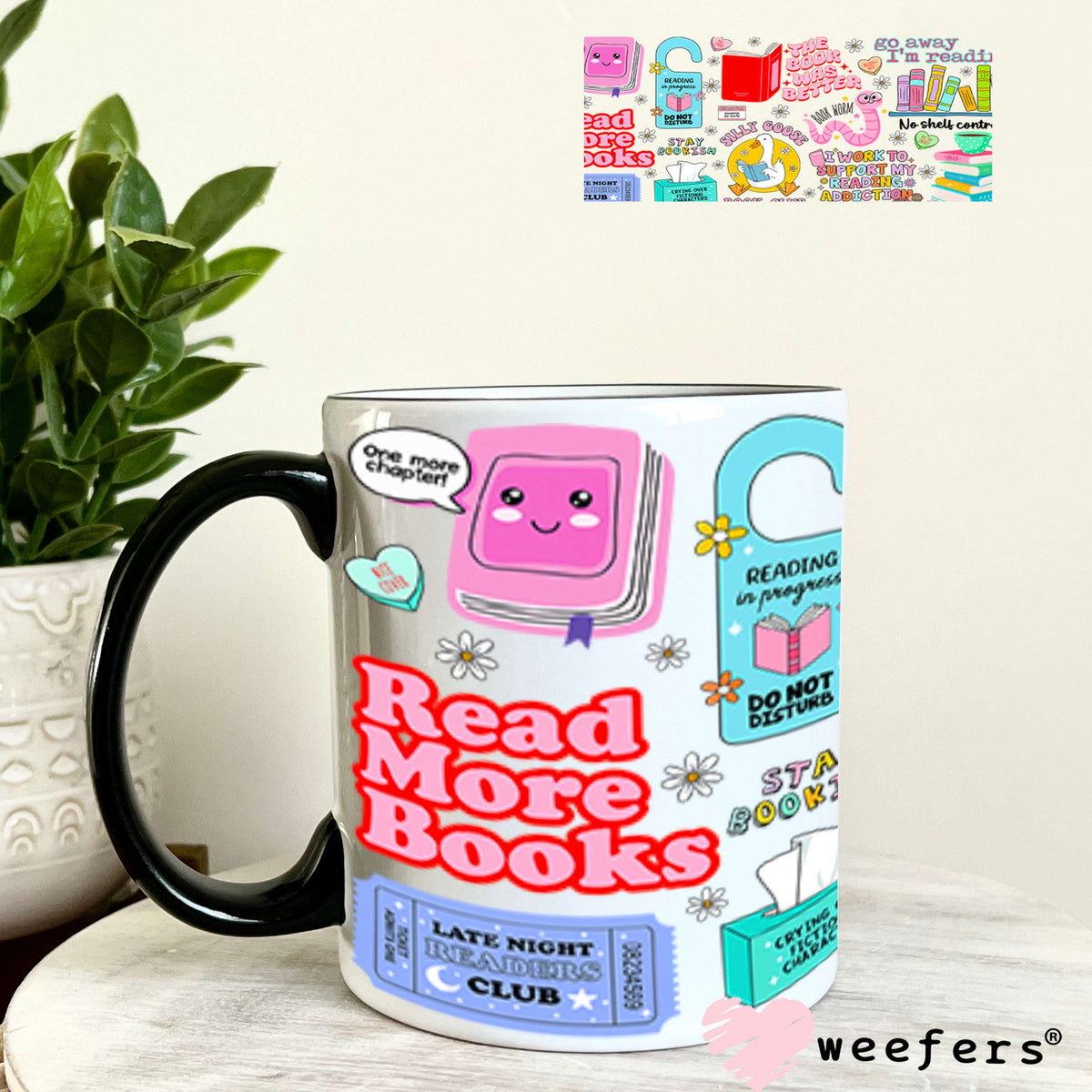 Book Lover Quotes UV DTF Cup Wrap - Weefers® Exclusive 11oz Coffee Mug Cup Wrap Weefers