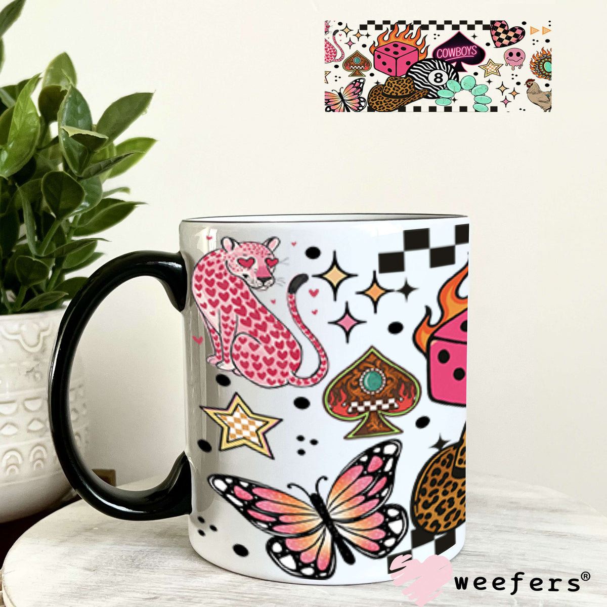 Neon Pink Cowboys UV DTF Cup Wrap - Weefers Exclusive Wrap 11oz Coffee Mug Weefers