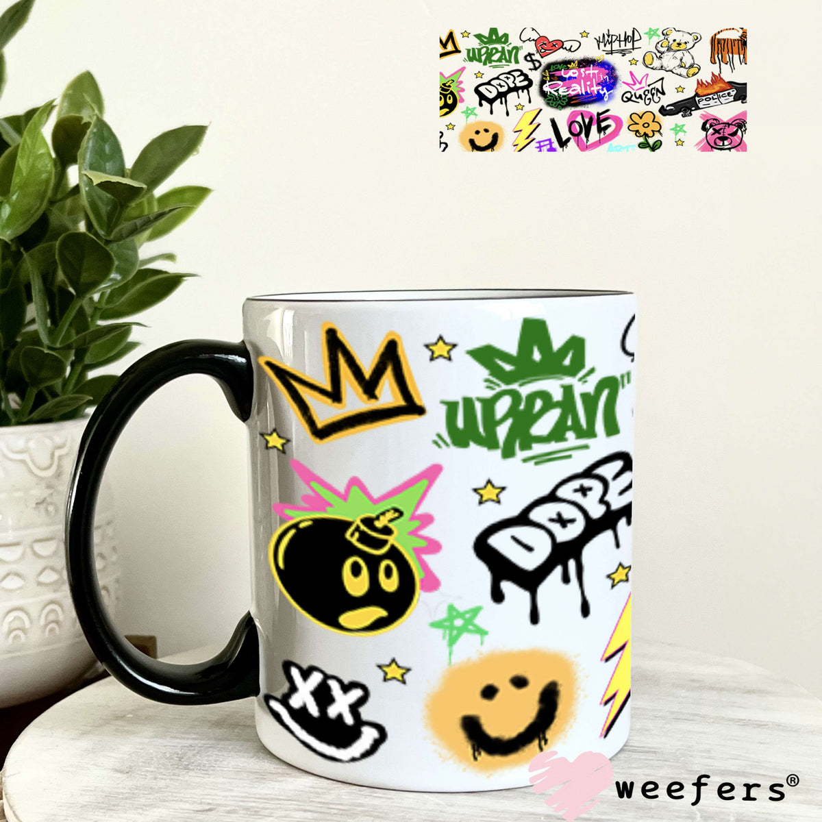Retro Colorful Graffiti UV DTF Cup Wrap - Weefers Exclusive Wrap 11oz Coffee Mug Weefers
