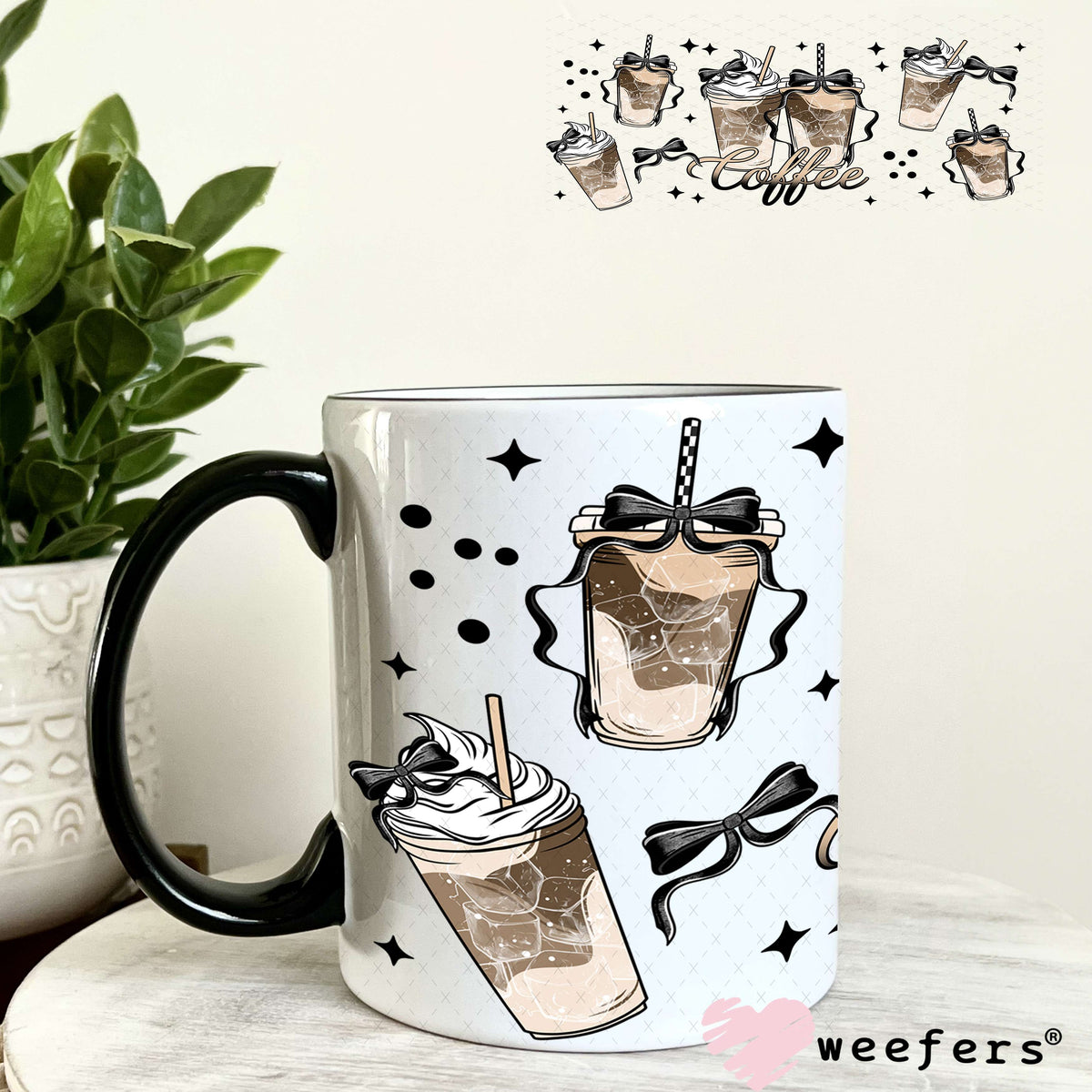 Coquette Coffee Latte's UV DTF Cup Wrap 11oz Coffee Mug Weefers