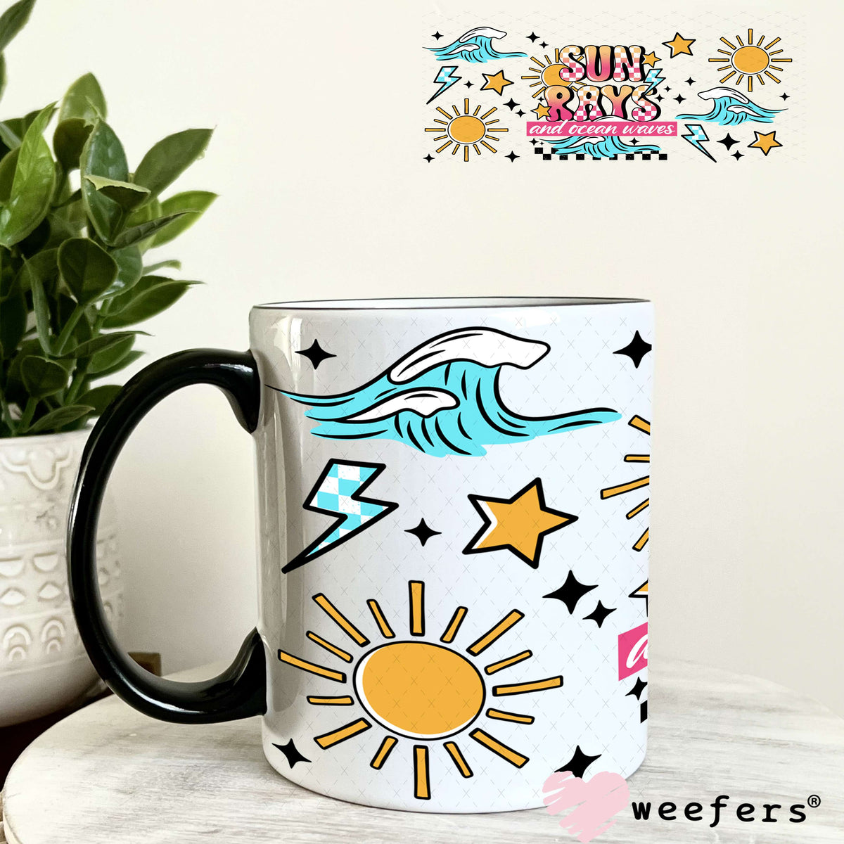 Sun Rays and Ocean Waves UV DTF Cup Wrap 11oz Coffee Mug Weefers