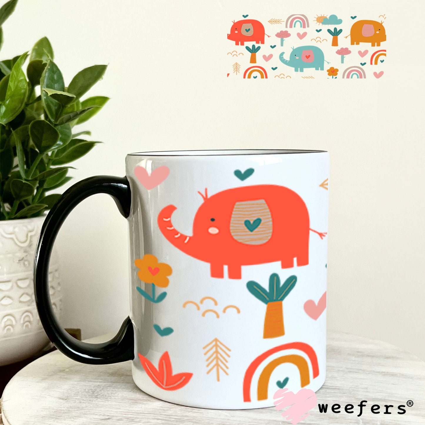 Whimsical Elephants and Rainbows UV DTF Cup Wrap - Weefers Exclusive Wrap Weefers