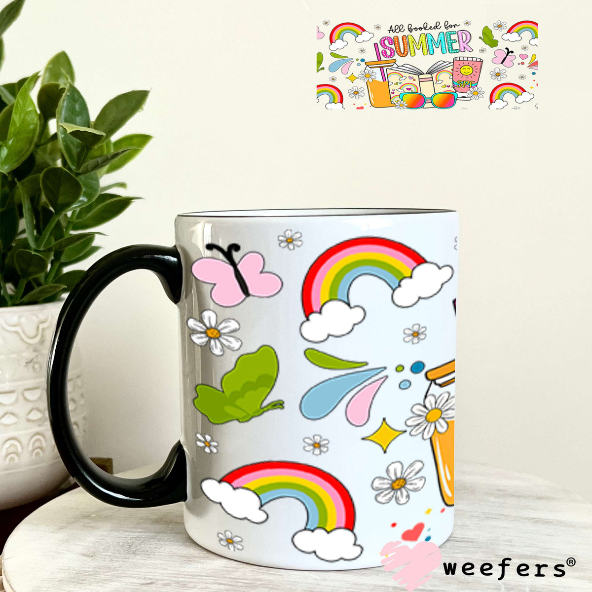 All Booked for Summer UV DTF Cup Wrap - Weefers Exclusive Wrap 11oz Coffee Mug Cup Wrap Weefers