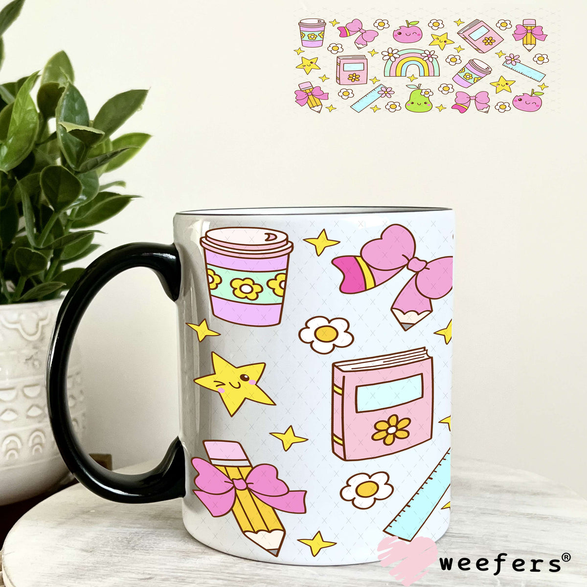 School Days and Teacher Favorite Things UV DTF Cup Wrap 11oz Coffee Mug Weefers