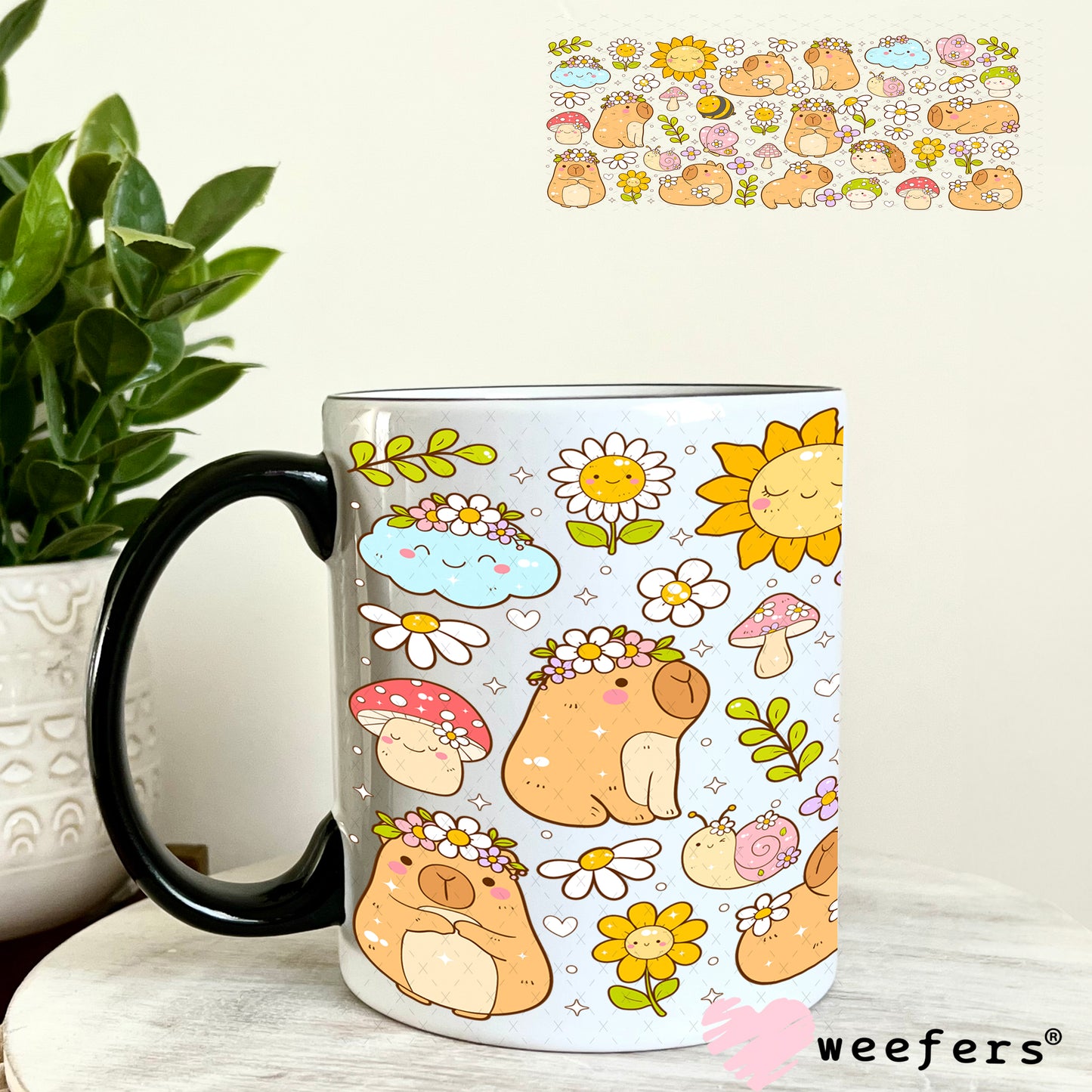 Capybara's Playing UV DTF Cup Wrap 11oz Coffee Mug Weefers
