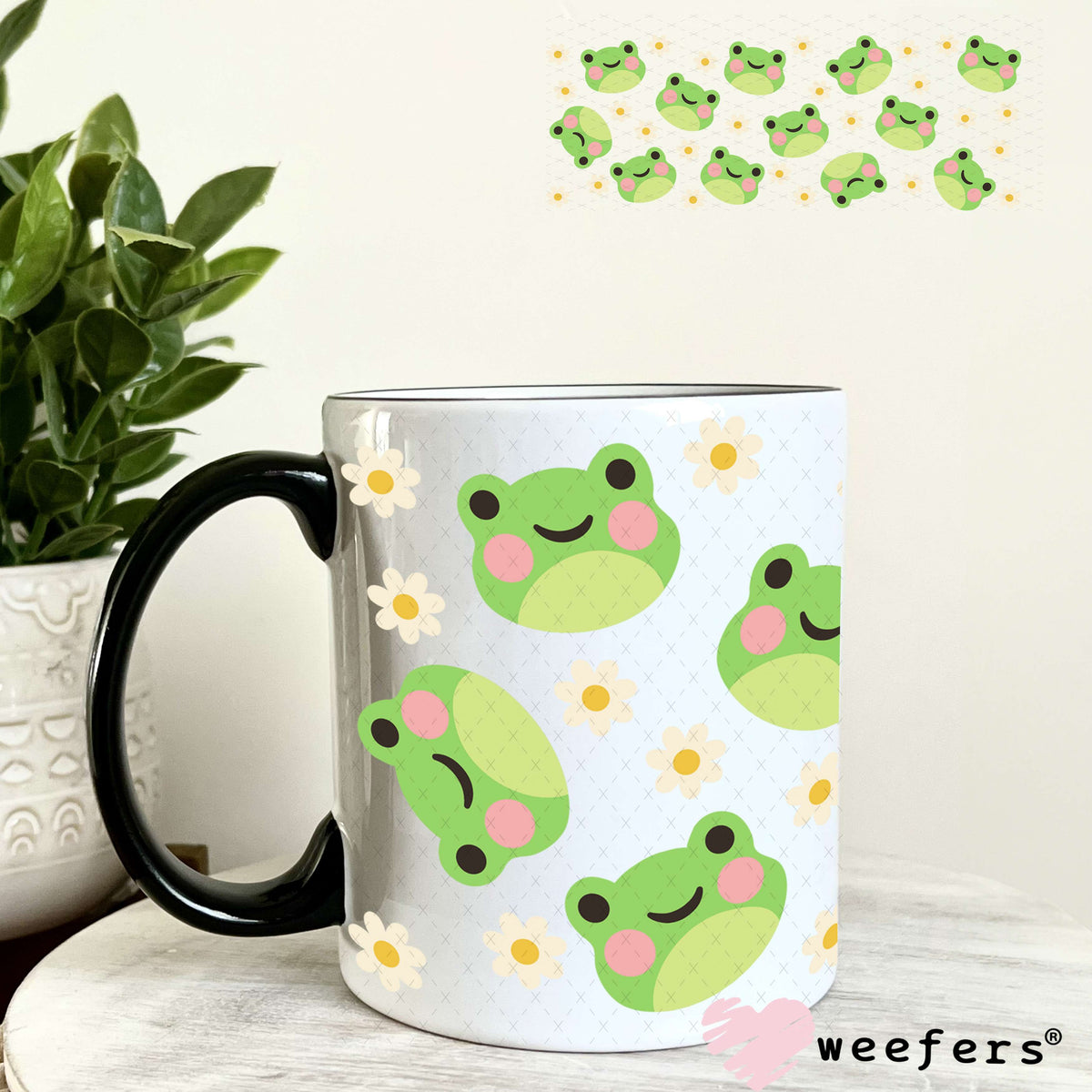 Happy Frogs UV DTF Cup Wrap 11oz Coffee Mug Weefers