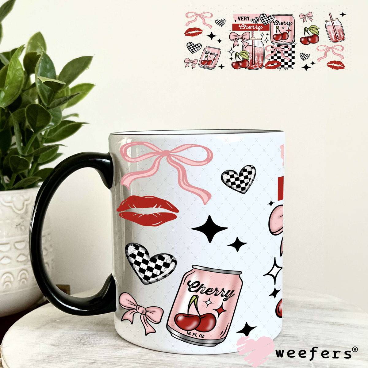 Very Cherry UV DTF Cup Wrap 11oz Coffee Mug Weefers