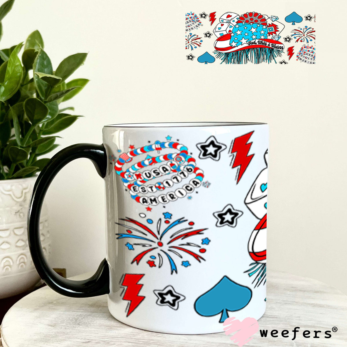 Red White Western UV DTF Cup Wrap - Weefers Exclusive Wrap 11oz Coffee Mug Cup Wrap Weefers