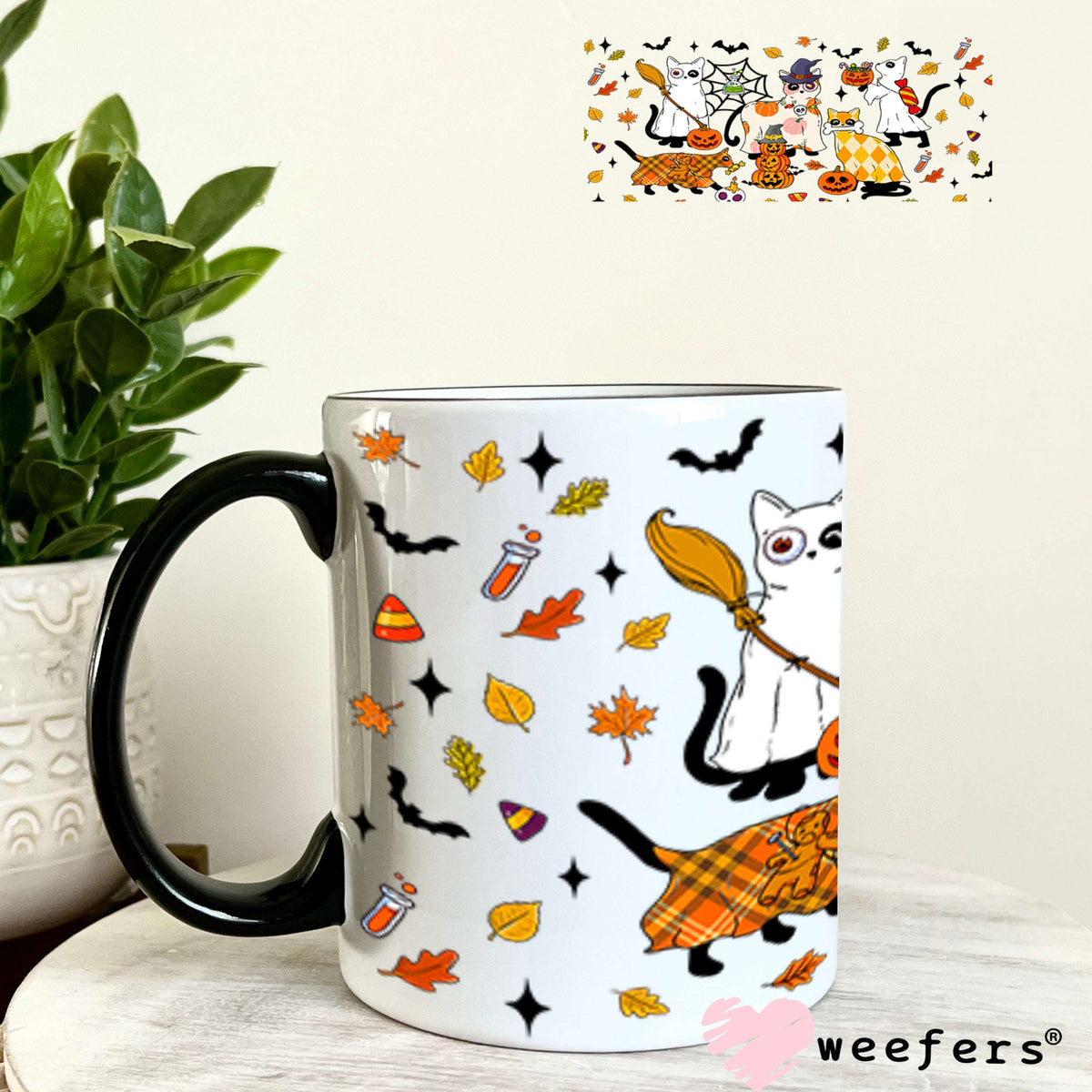 Halloween Cat Friends UV DTF Cup Wrap - Weefers Exclusive 11oz Coffee Mug Cup Wrap Weefers