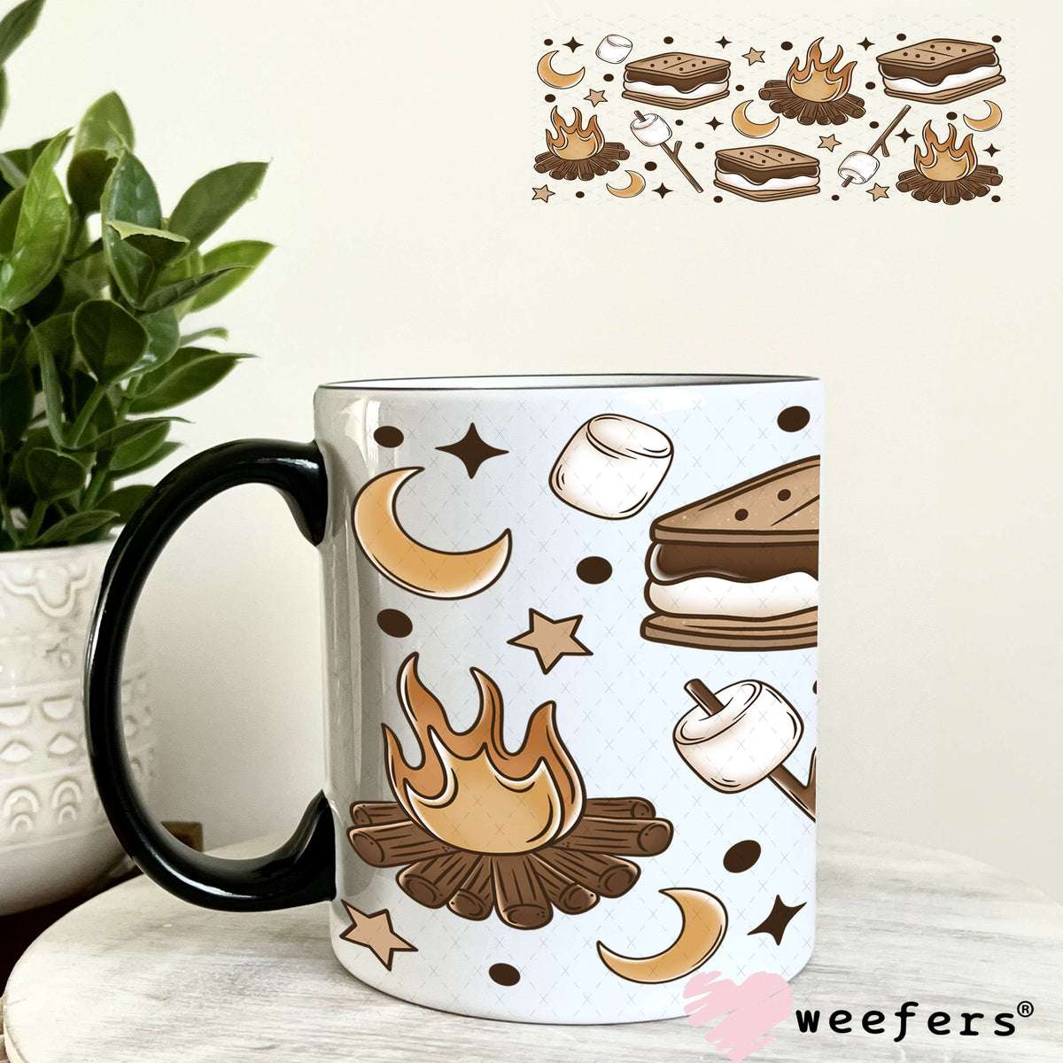 Smores and Camp Fires UV DTF Cup Wrap 11oz Coffee Mug Weefers