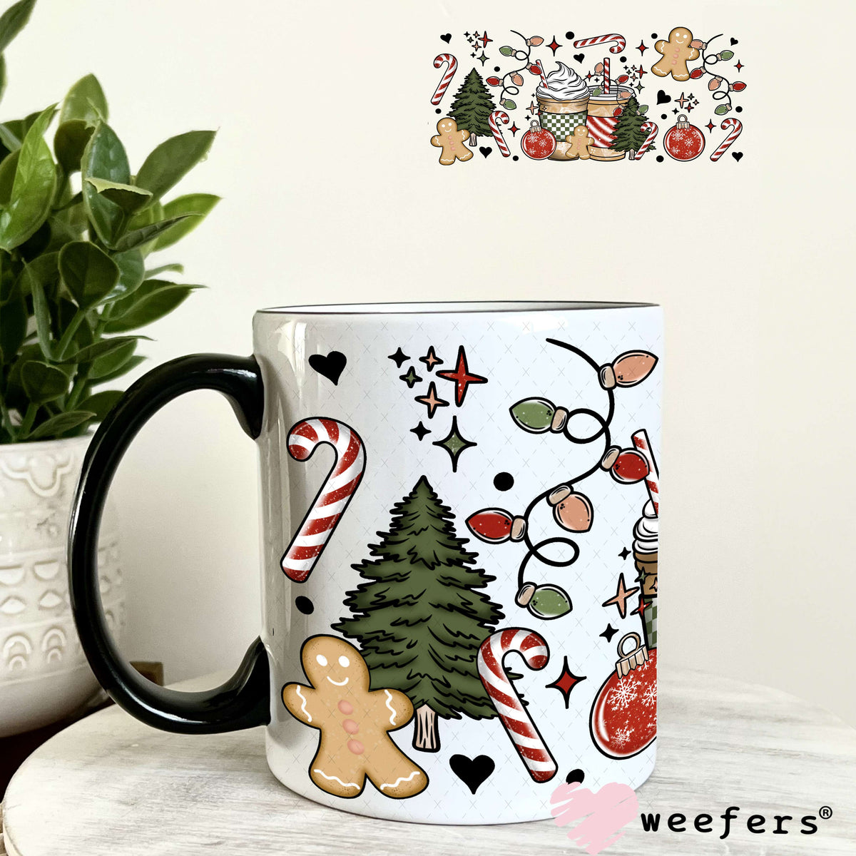 Christmas Coffee Favorite Things Cheer UV DTF Cup Wrap 11oz Coffee Mug Weefers
