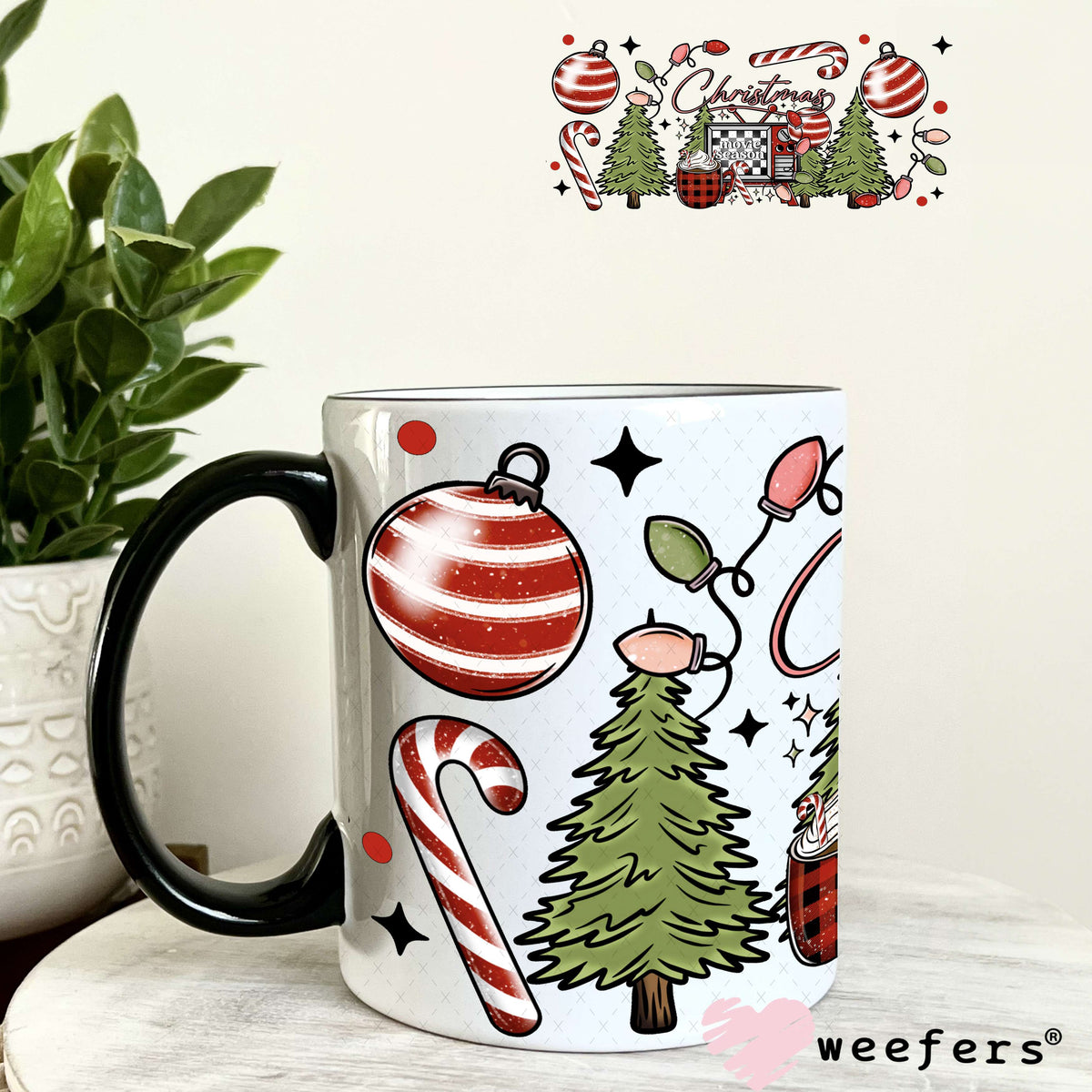 Christmas Movie Season UV DTF Cup Wrap 11oz Coffee Mug Weefers
