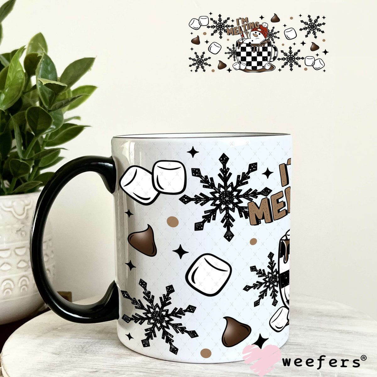I'm Melting Christmas Hot Chocolate UV DTF Cup Wrap 11oz Coffee Mug Weefers