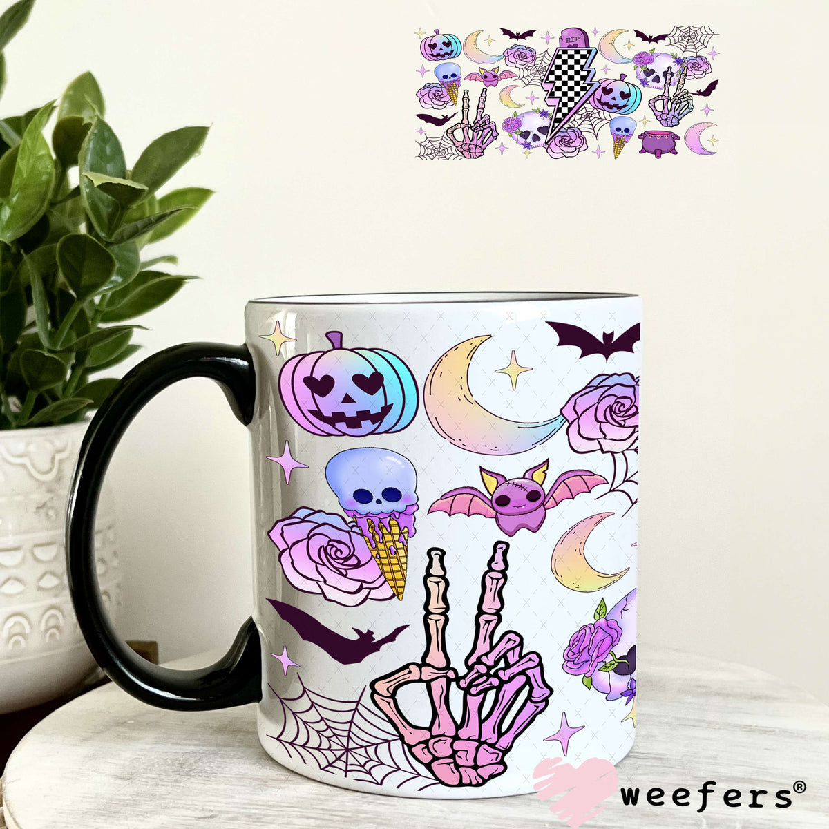 Purple Halloween Pumpkins UV DTF Cup Wrap 11oz Coffee Mug Weefers