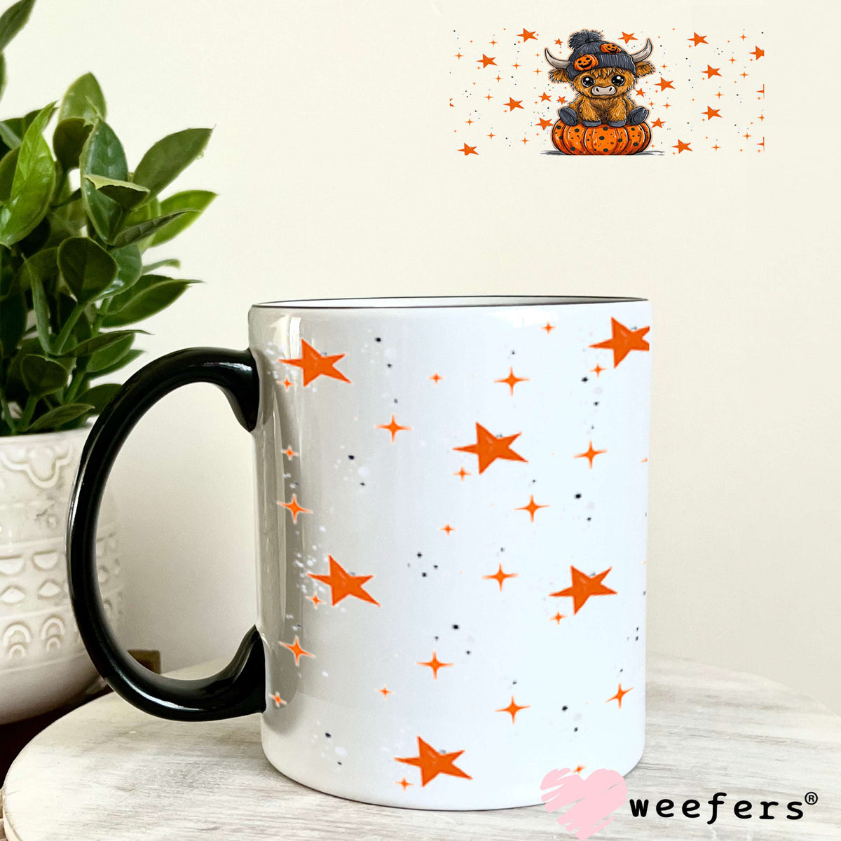 Halloween Highlander Cow UV DTF Cup Wrap - Weefers Exclusive 11oz Coffee Mug Cup Wrap Weefers