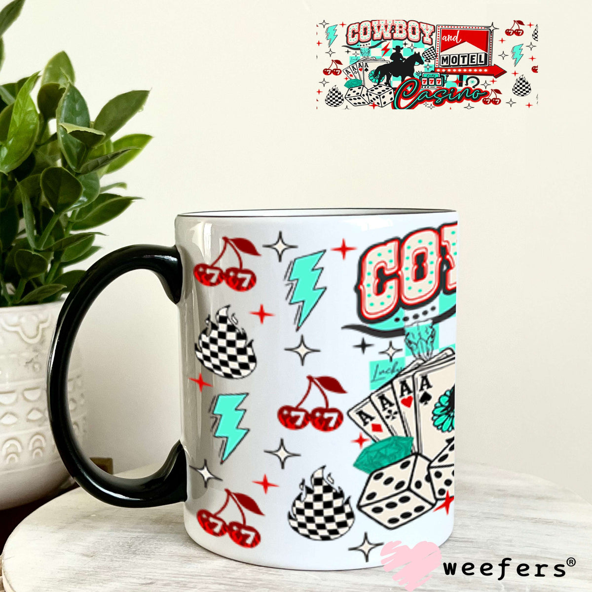 Cowboy Casino UV DTF Cup Wrap - Weefers Exclusive 11oz Coffee Mug Cup Wrap Weefers