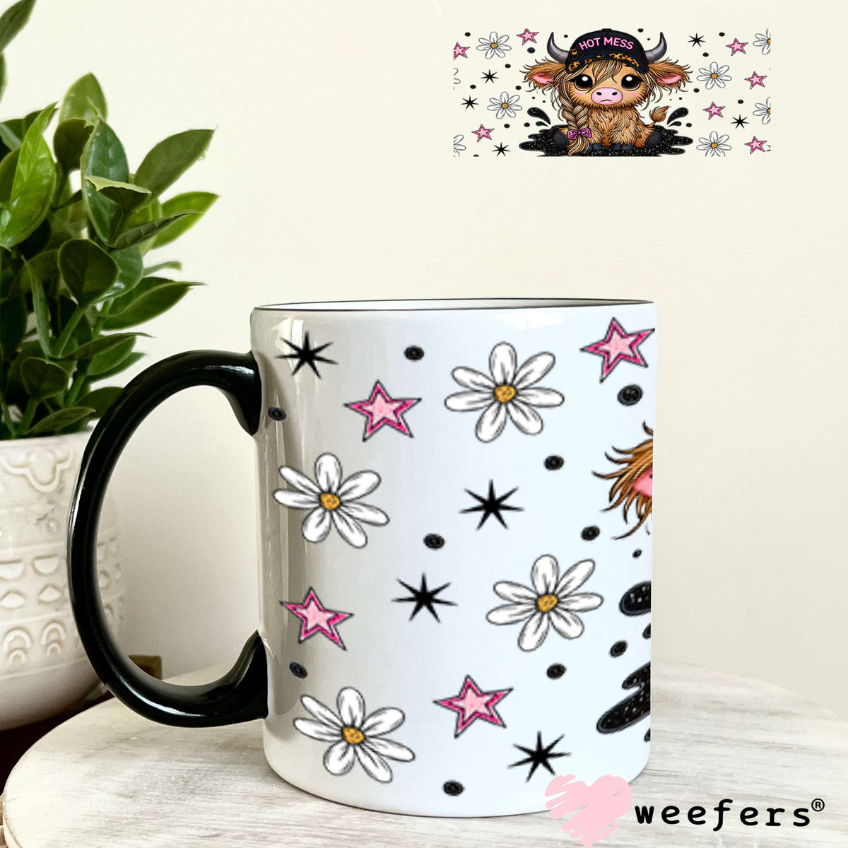 Hot Mess Cutie Highlander UV DTF Cup Wrap - Weefers® Exclusive 11oz Coffee Mug Cup Wrap Weefers