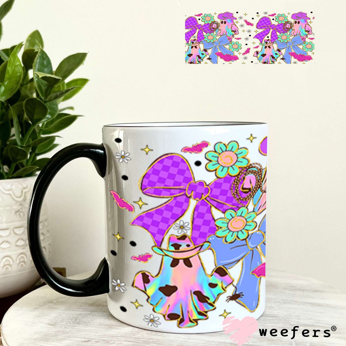 Cowboy Ghost Purple and Violet UV DTF Cup Wrap - Weefers Exclusive 11oz Coffee Mug Cup Wrap Weefers