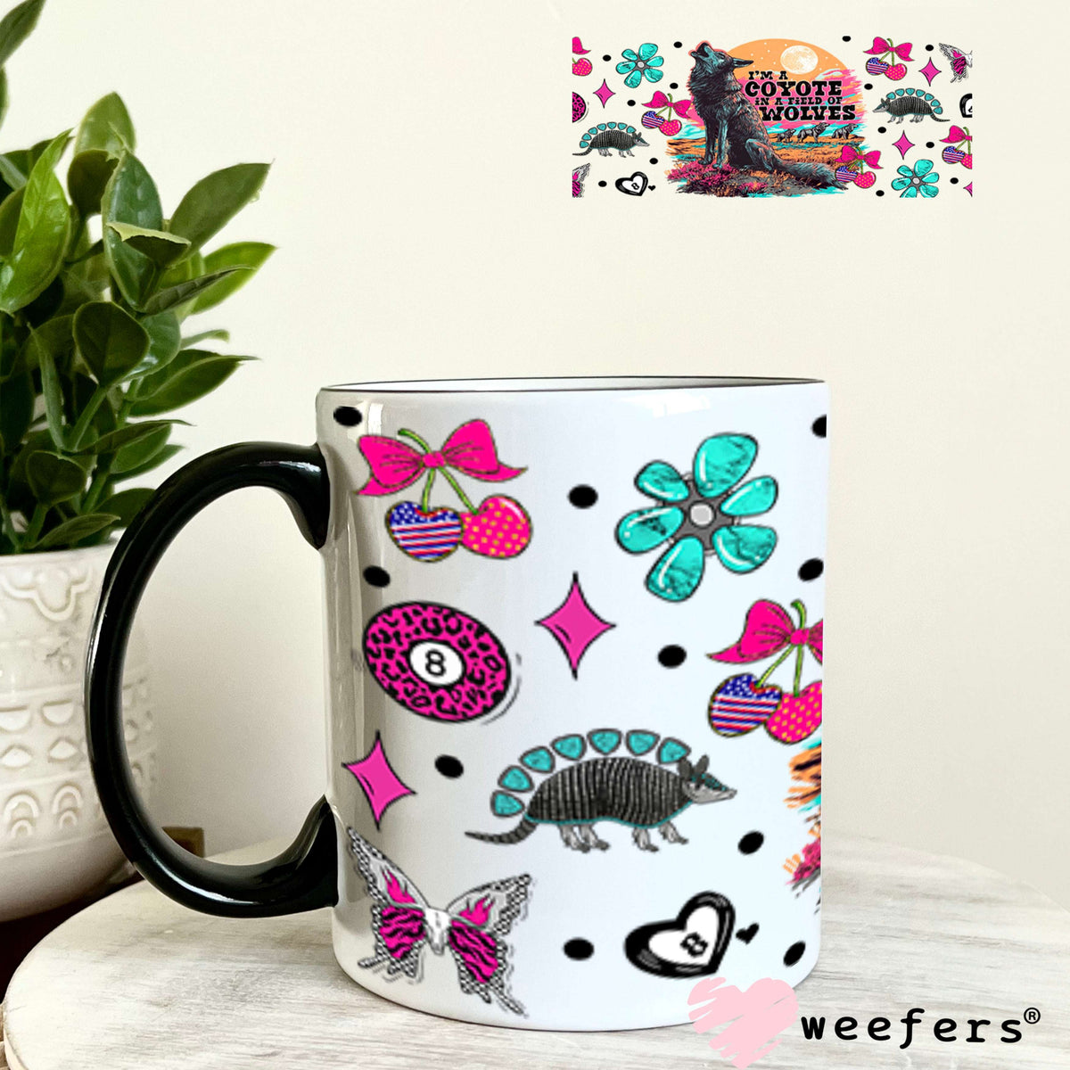 I'm a Coyote in a Field of Wolves UV DTF Cup Wrap - Weefers Exclusive 11oz Coffee Mug Cup Wrap Weefers