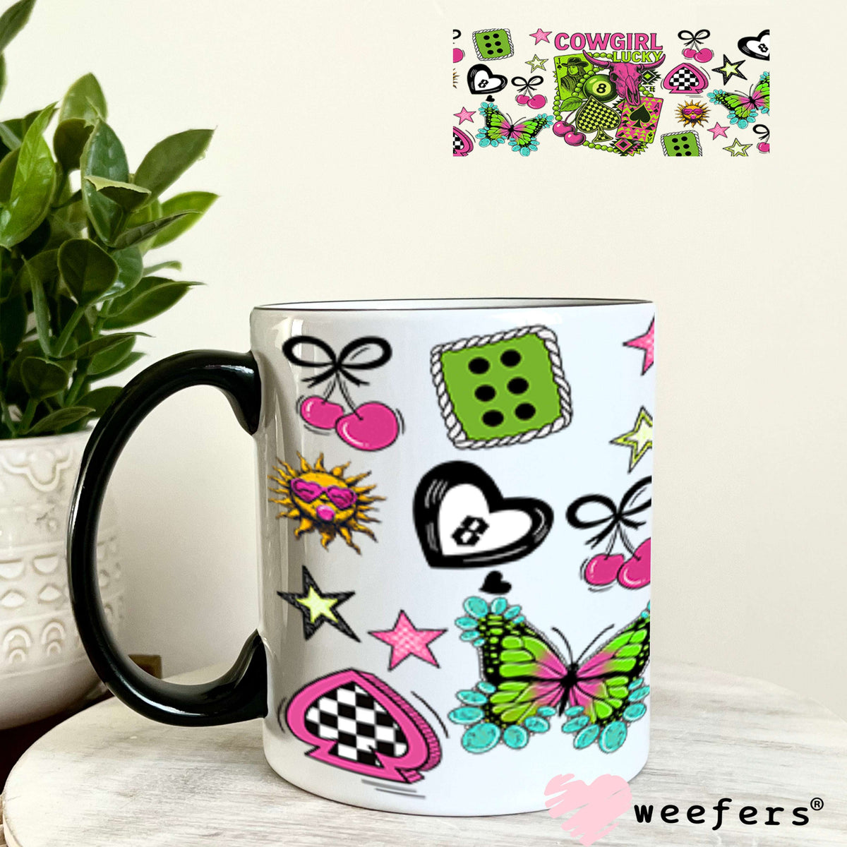 Cowgirl Lucky UV DTF Cup Wrap - Weefers Exclusive 11oz Coffee Mug Cup Wrap Weefers