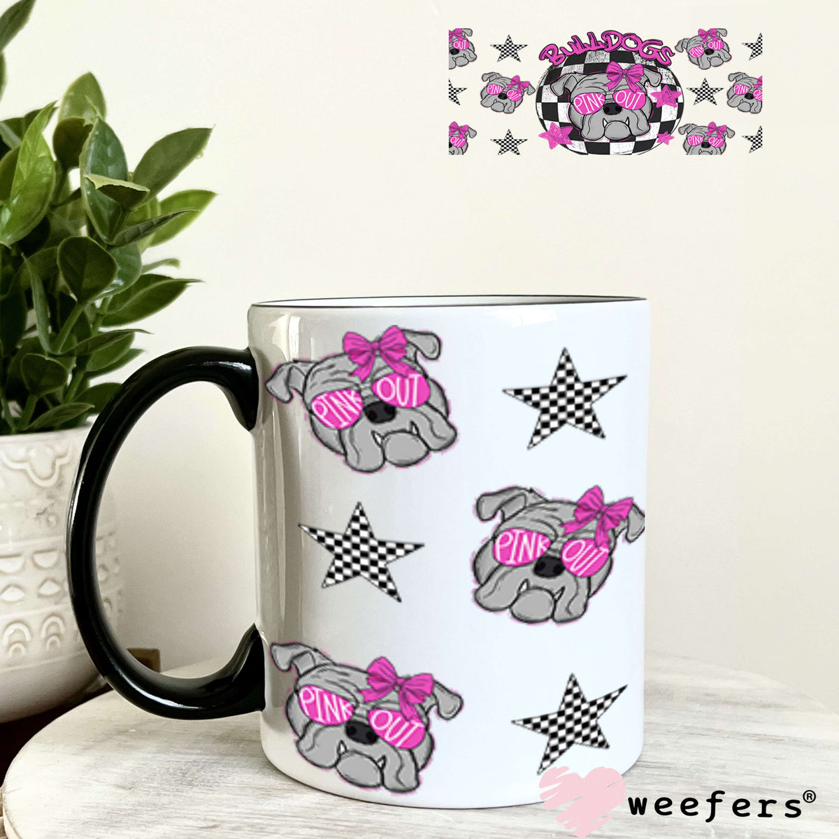 Bulldogs Pink Out Magenta UV DTF Cup Wrap - Weefers® Exclusive 11oz Coffee Mug Cup Wrap Weefers