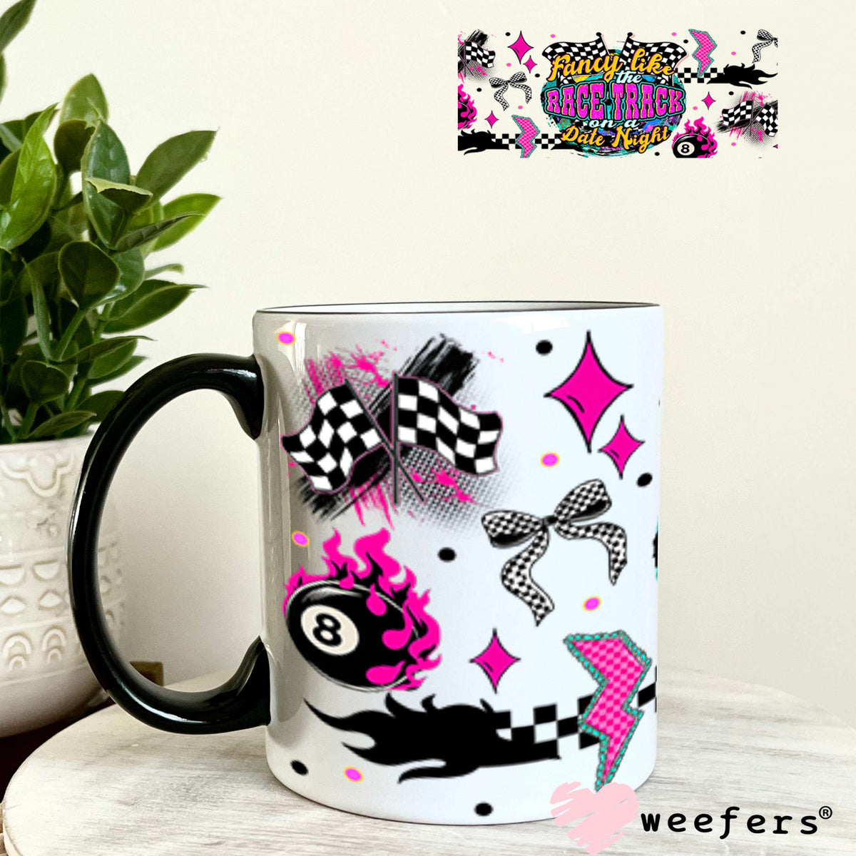 Fancy Like the Race Track on a Date Night UV DTF Cup Wrap - Weefers Exclusive 11oz Coffee Mug Cup Wrap Weefers