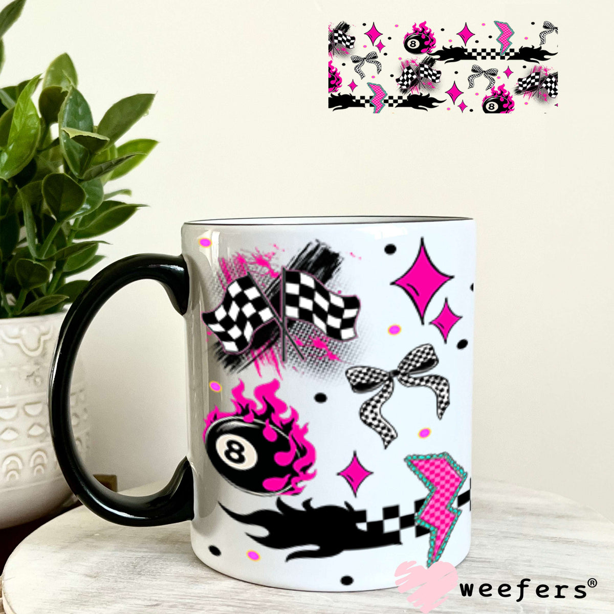 Fancy Like the Race Track on a Date Night Sidekick UV DTF Cup Wrap - Weefers Exclusive 11oz Coffee Mug Cup Wrap Weefers